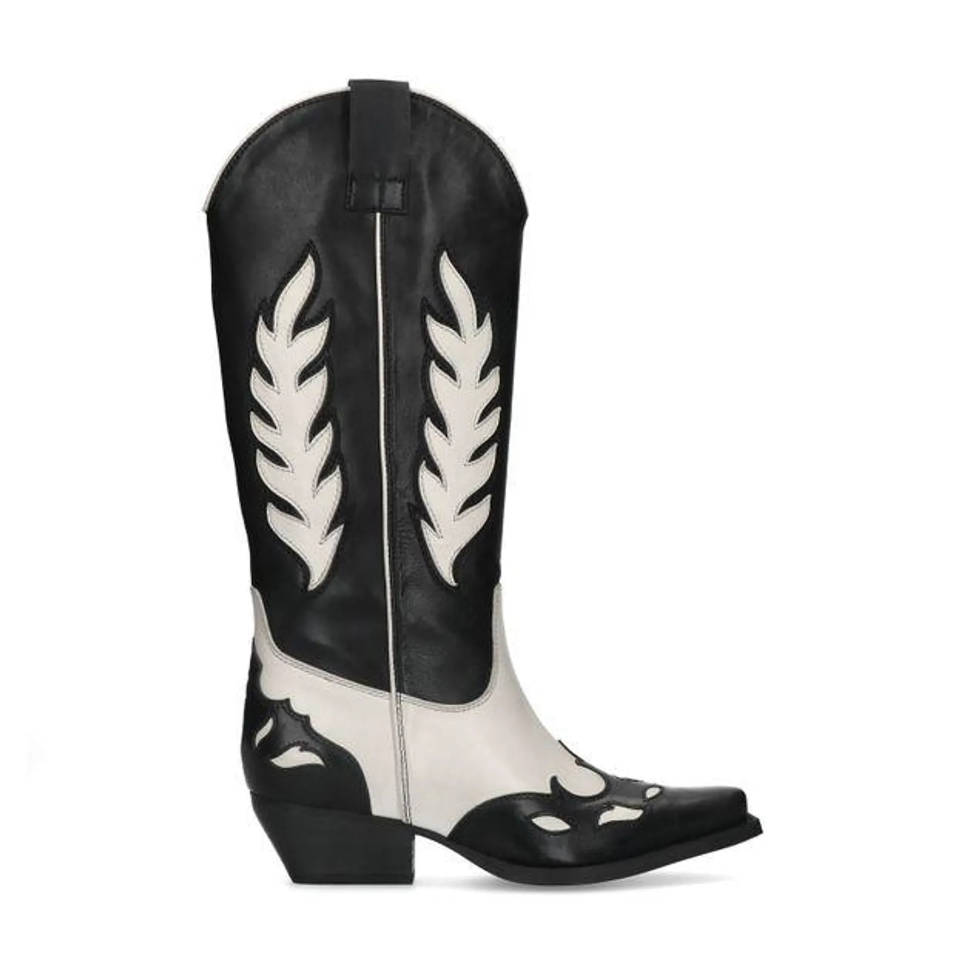 Zwarte leren cowboylaarzen met off white details