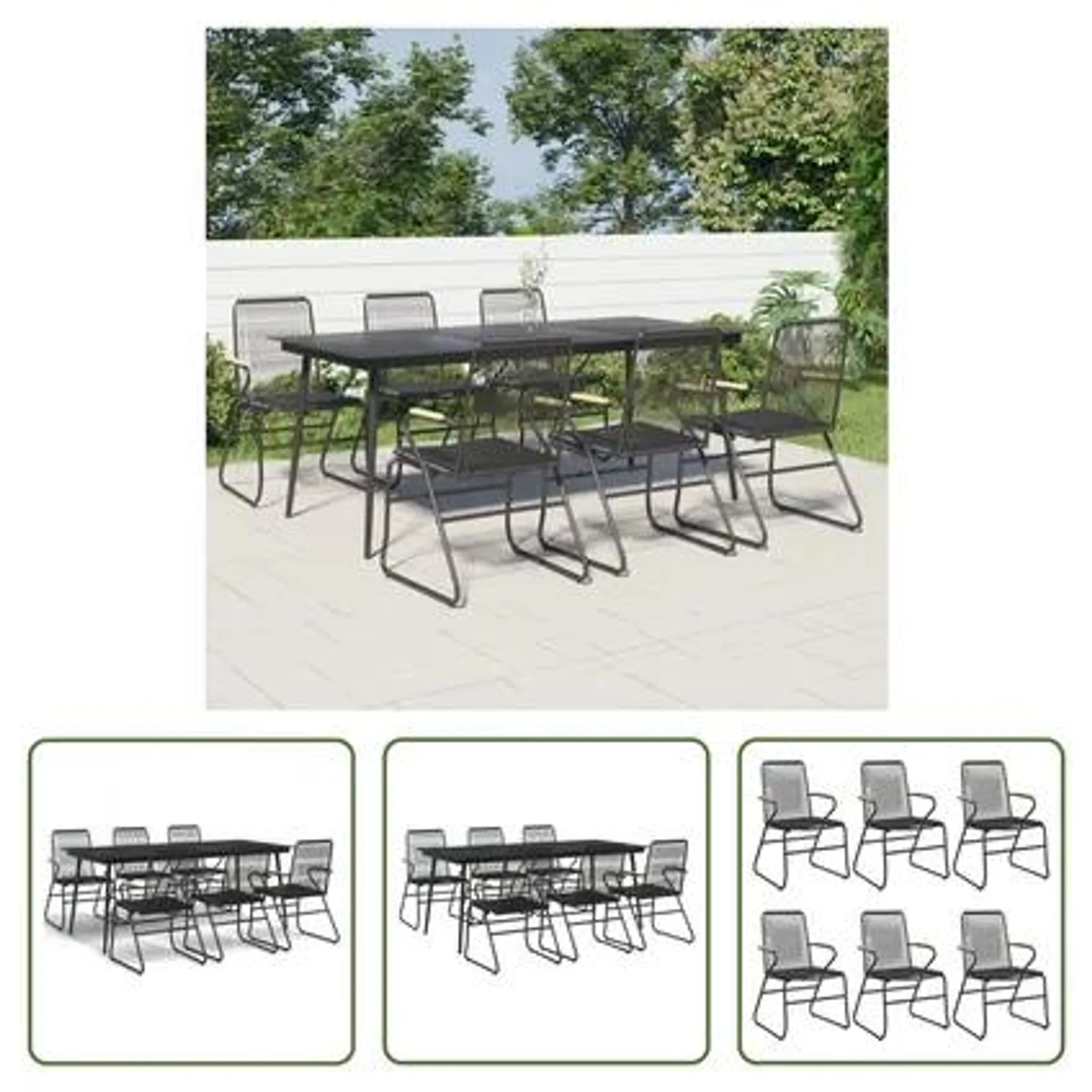 The Living Store - PVC - Ensemble à manger de jardin 7 pcs Noir Rotin PVC - TLS306027