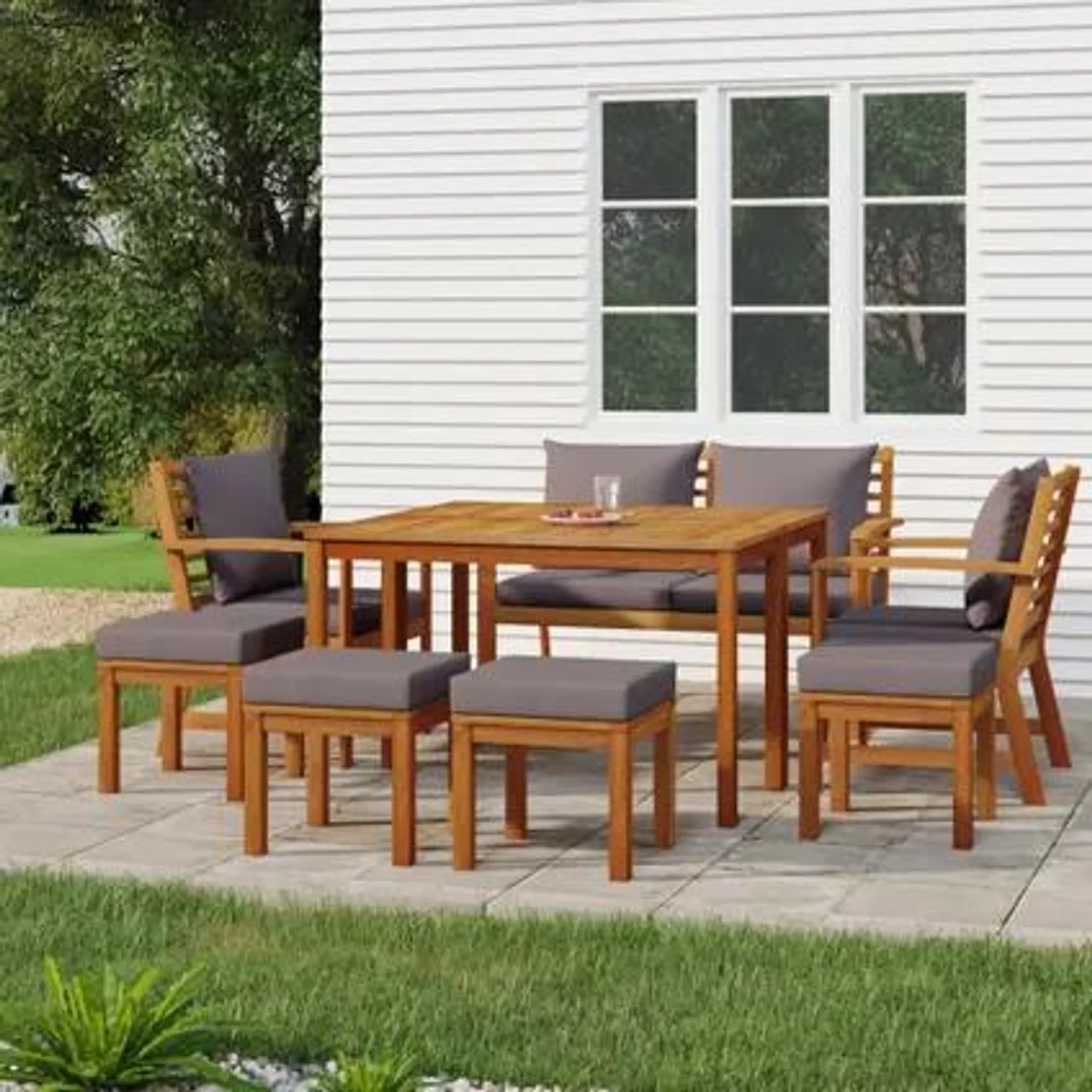 vidaXL Ensemble à manger de jardin coussins 9 pcs Bois acacia