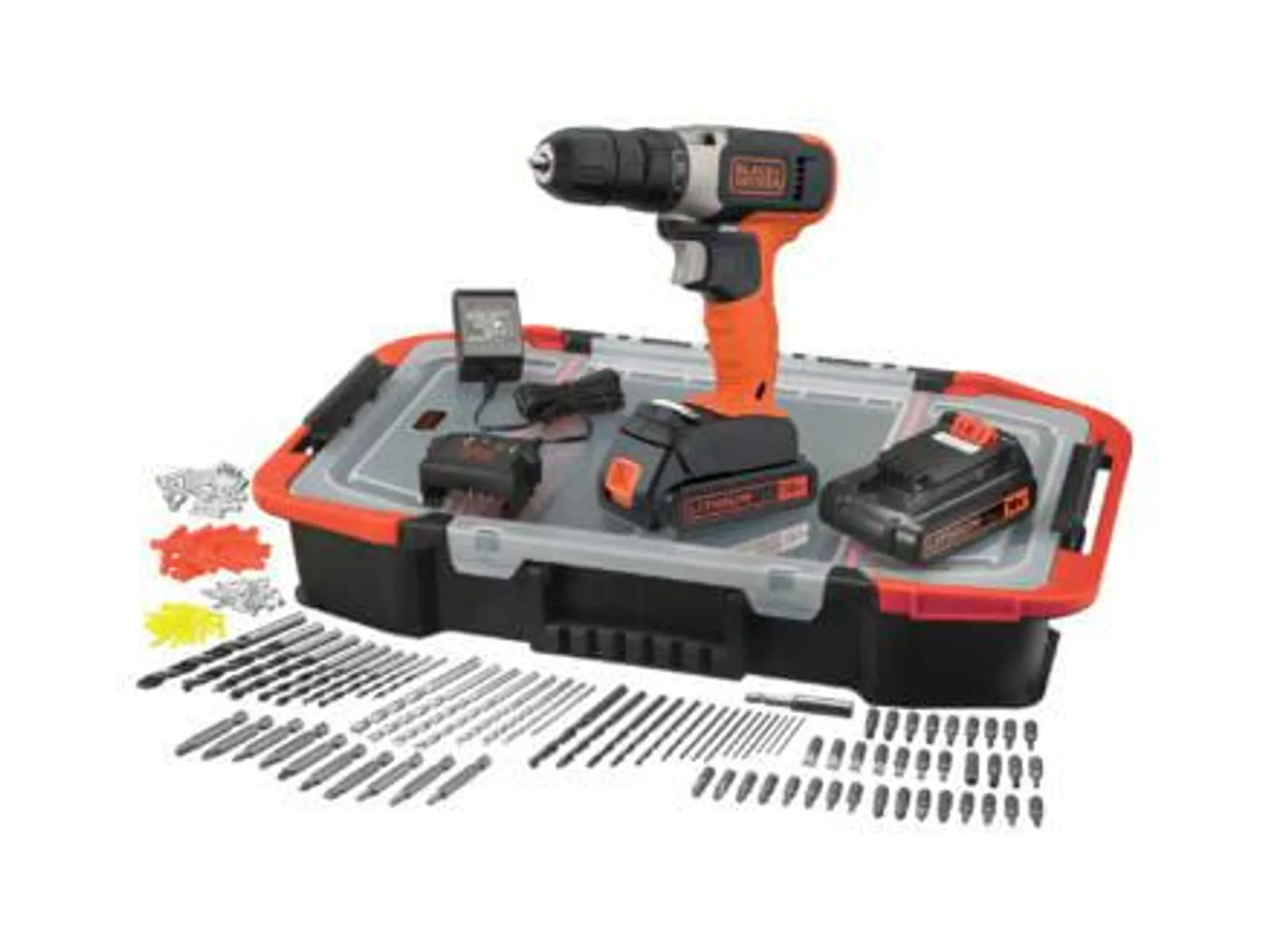 Black+Decker BCD001BAST-QW schroefboormachine 18V Li-Ion met 2 accu's + 150 accessoires