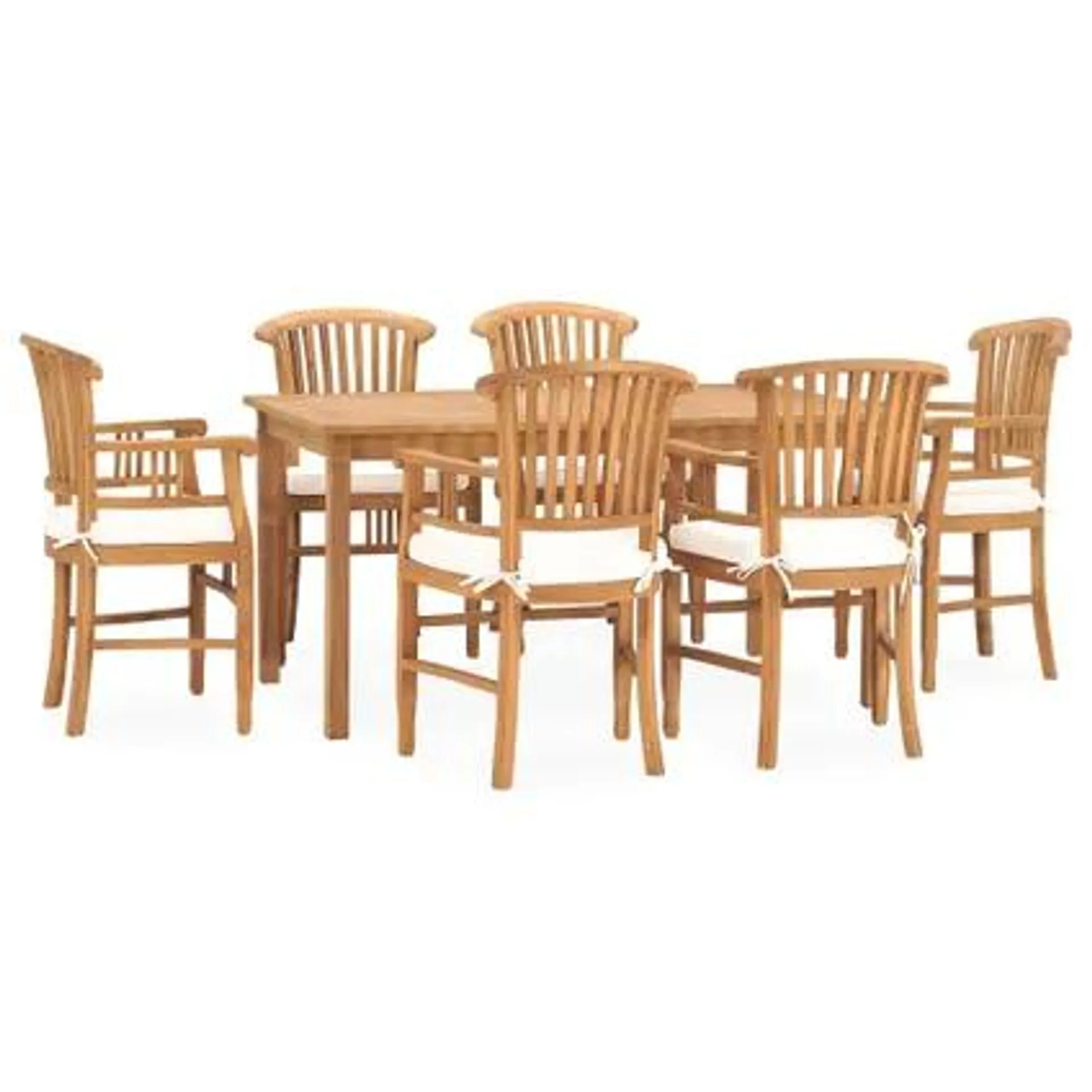 vidaXL Ensemble à dîner de jardin 7 pcs avec coussins Teck solide