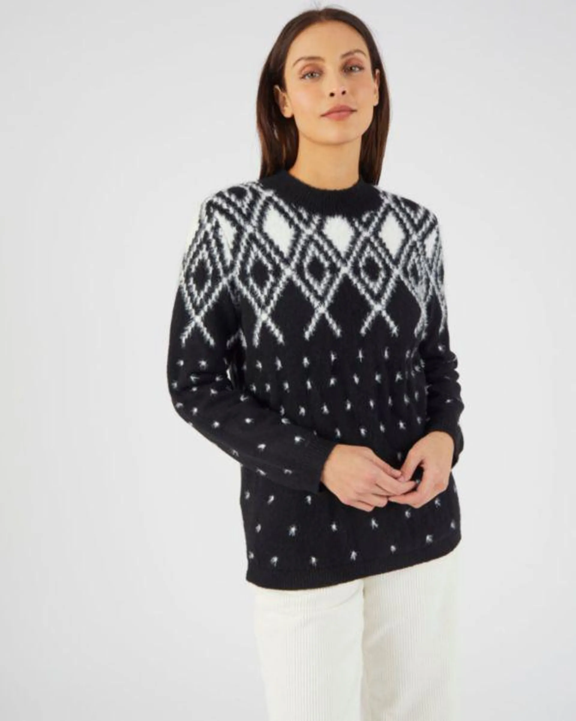 Pull in harig jacquardtricot, Thermolactyl