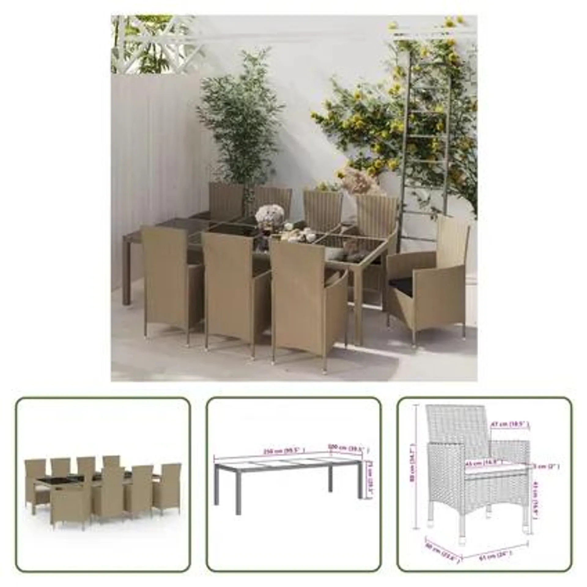 vidaXL Salon de jardin avec coussins 11 pcs Résine tressée Beige