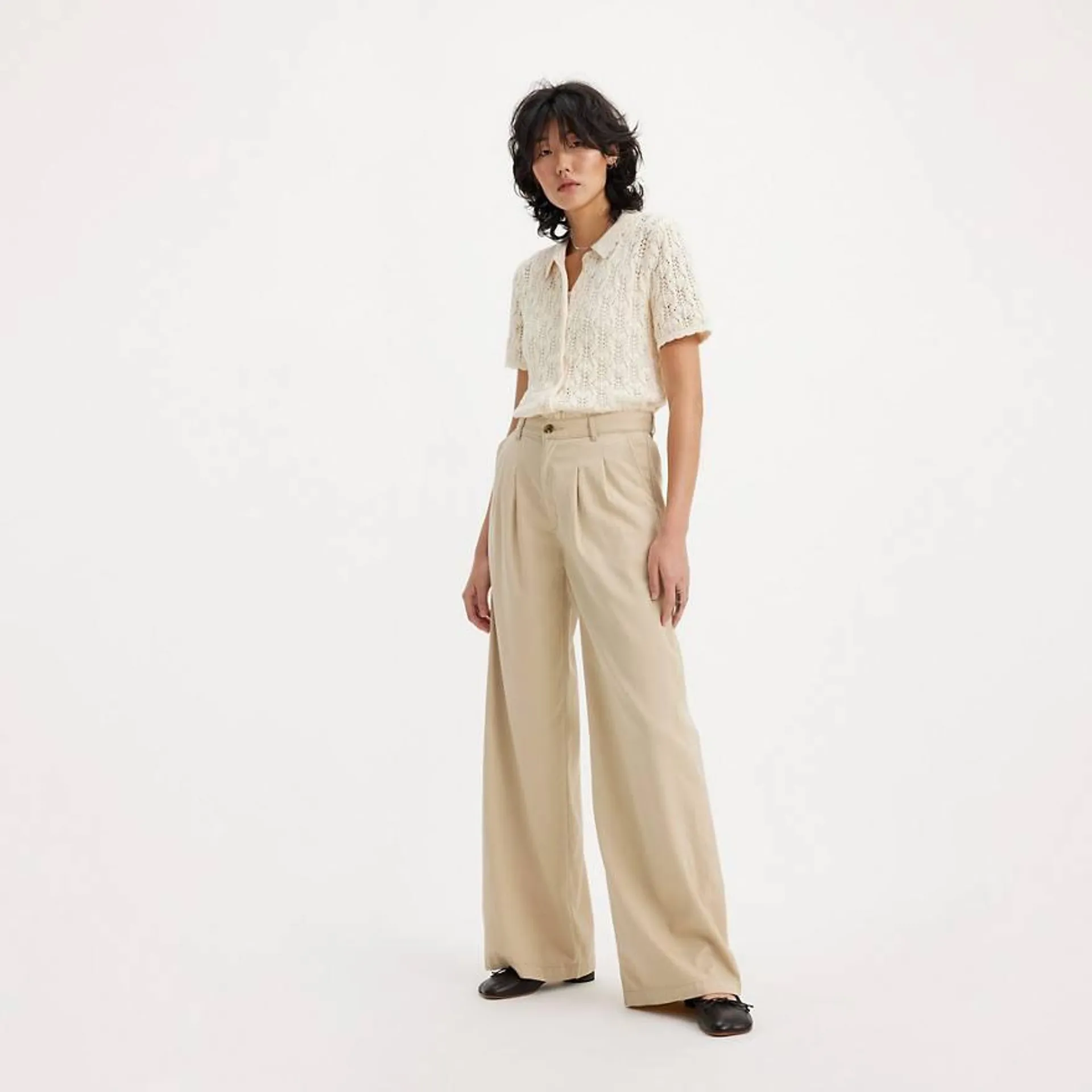 Pleated Wide Leg Trousers