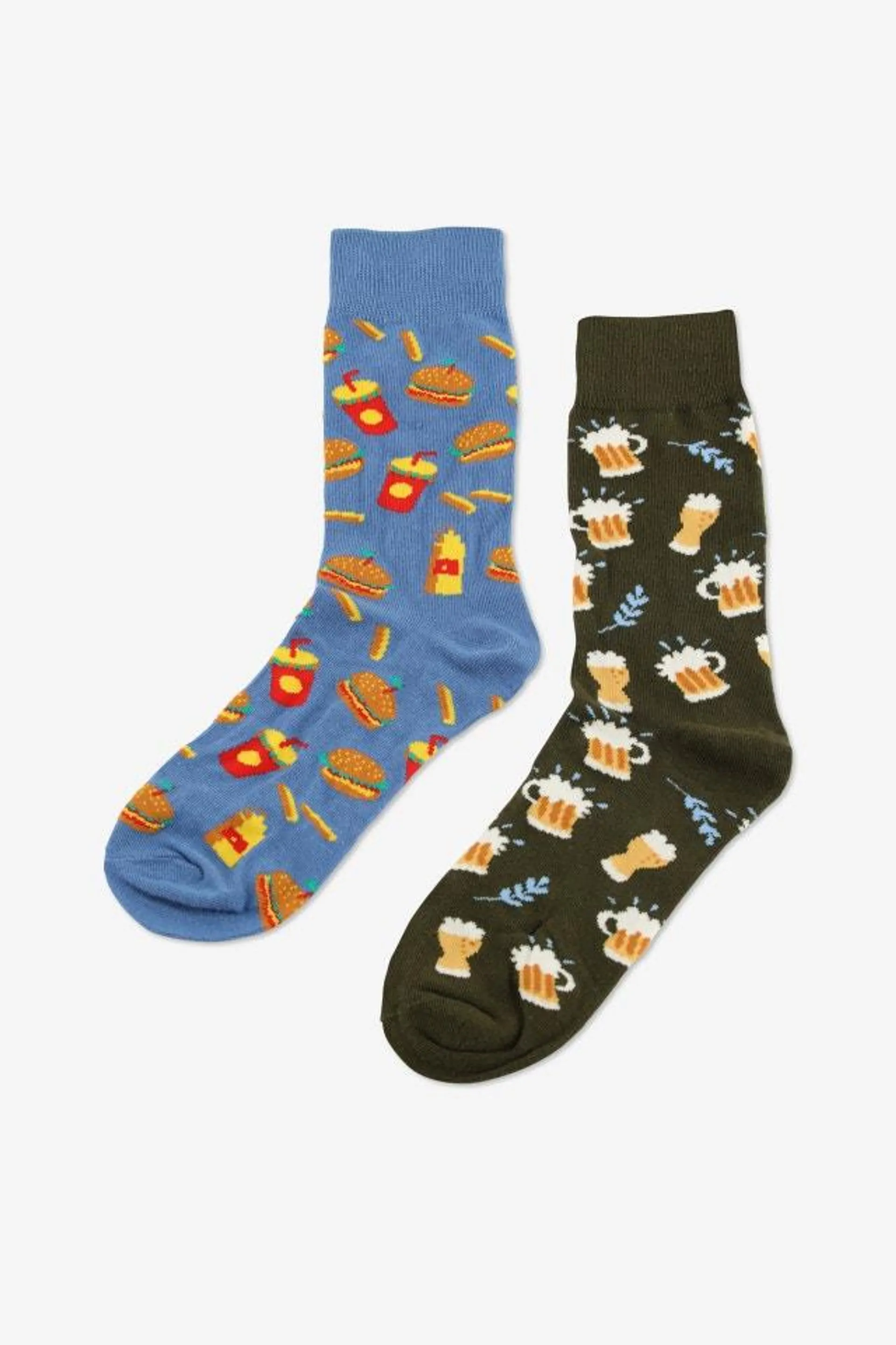 2-pack fun socks: Hamburgers & Bier