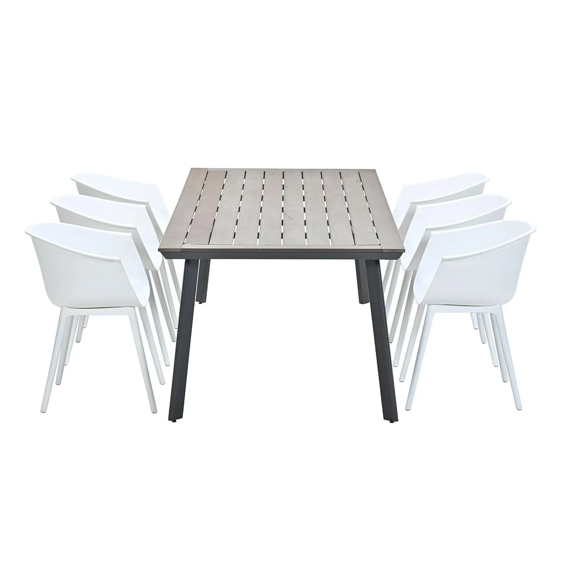 Lexy ensemble de jardin 7-pièces blanc - Penedo table de jardin 230x100 cm