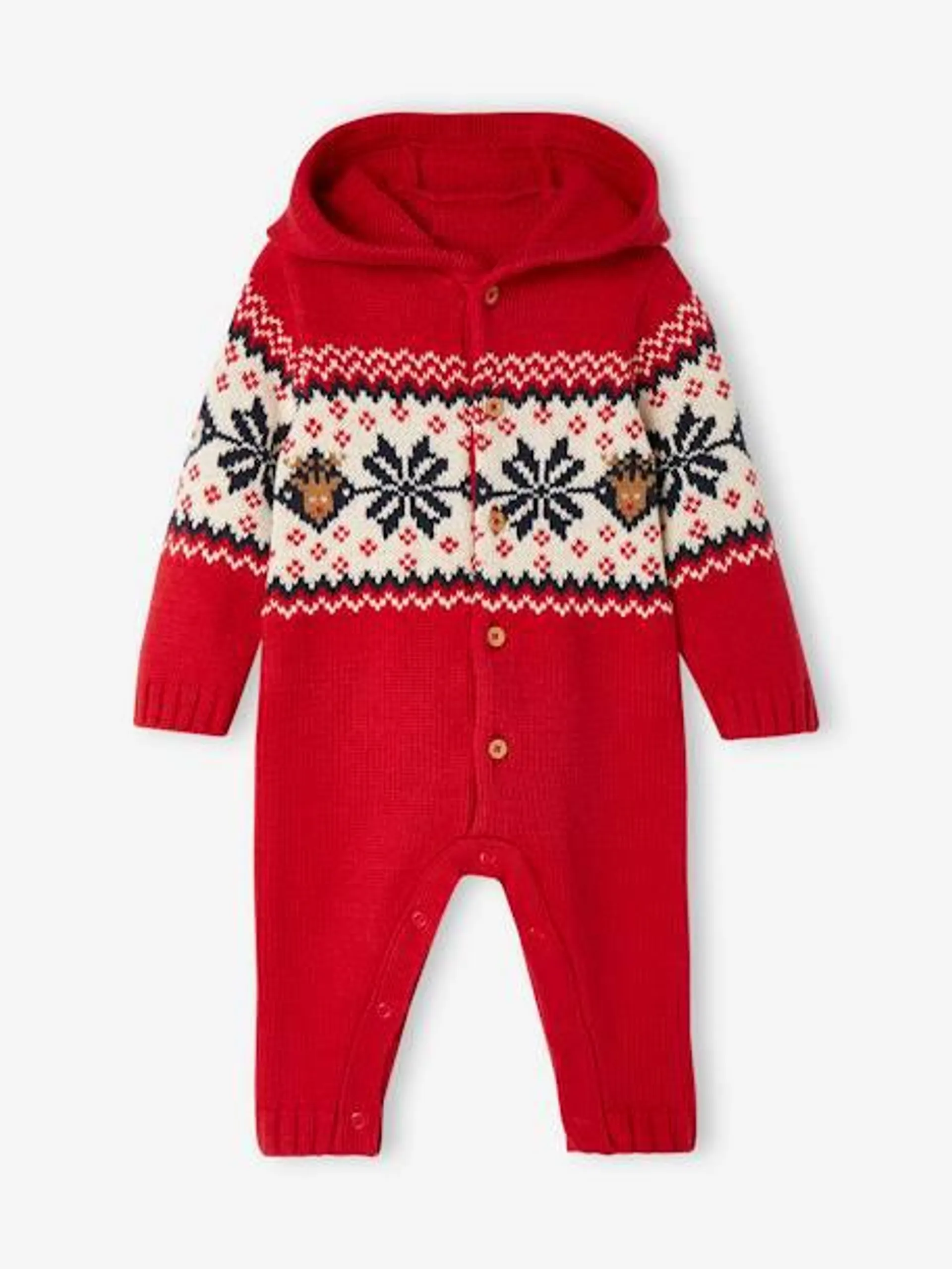 Combinaison jacquard de Noël bébé collection capsule famille - rouge