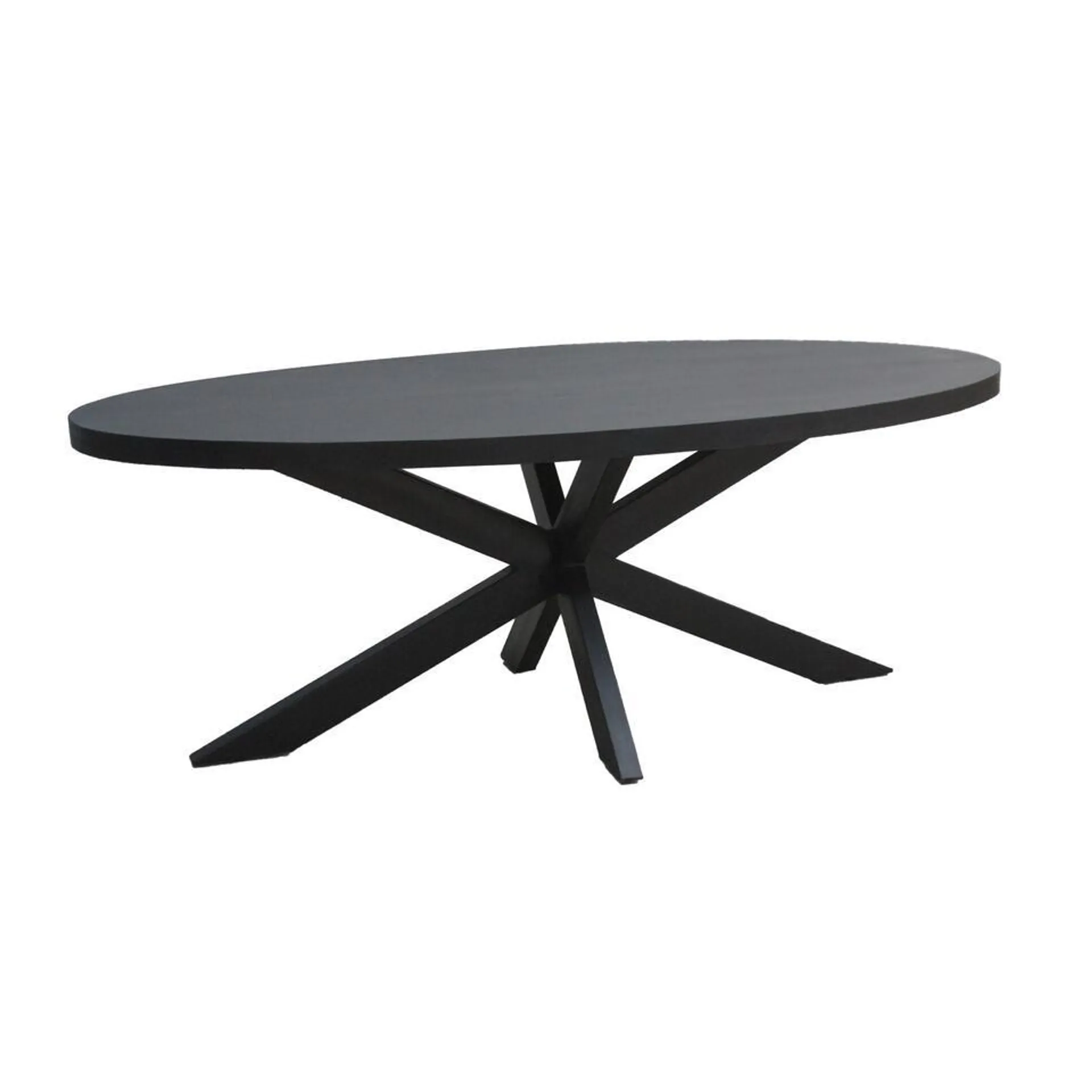 Livingfurn - Eetkamertafel Kala Oval Spider 160cm - Mangohout / Gecoat Staal