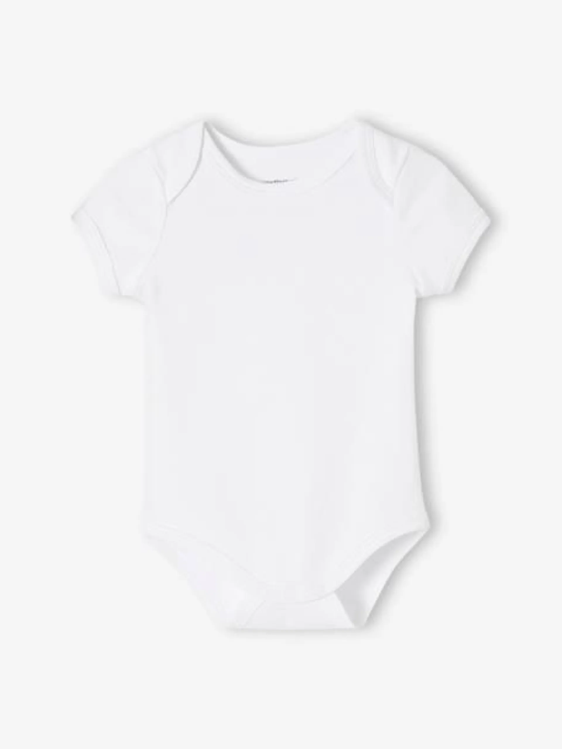 Lot de 5 bodies en interlock bébé manches courtes ouverture US BASICS - lot blanc