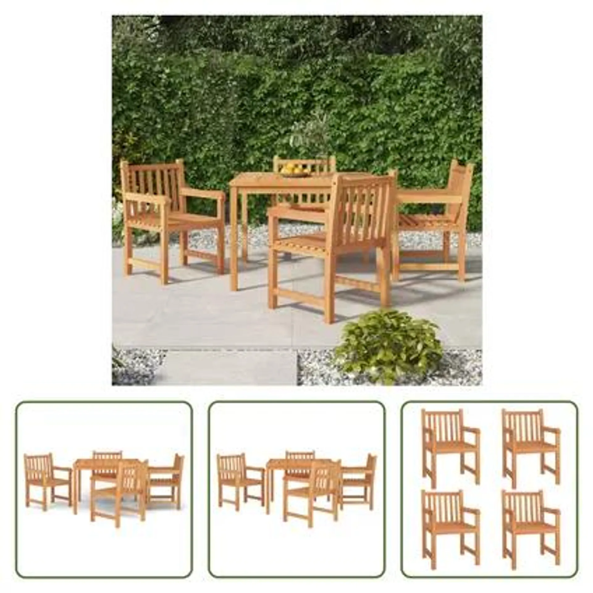 vidaXL - Teck - Ensemble à manger de jardin 5pcs Bois de teck massif - 315714