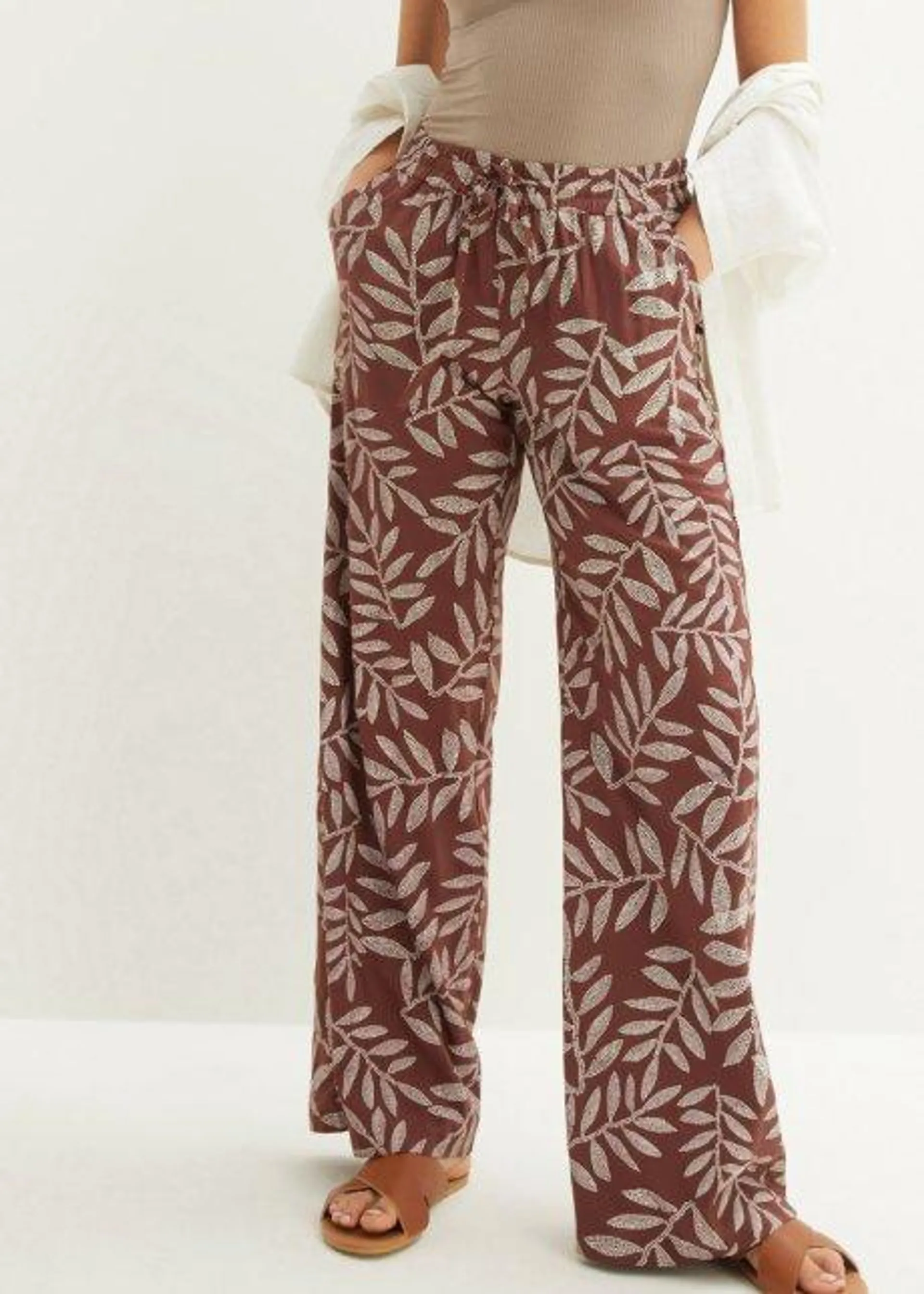 Pantalon palazzo imprimé en viscose