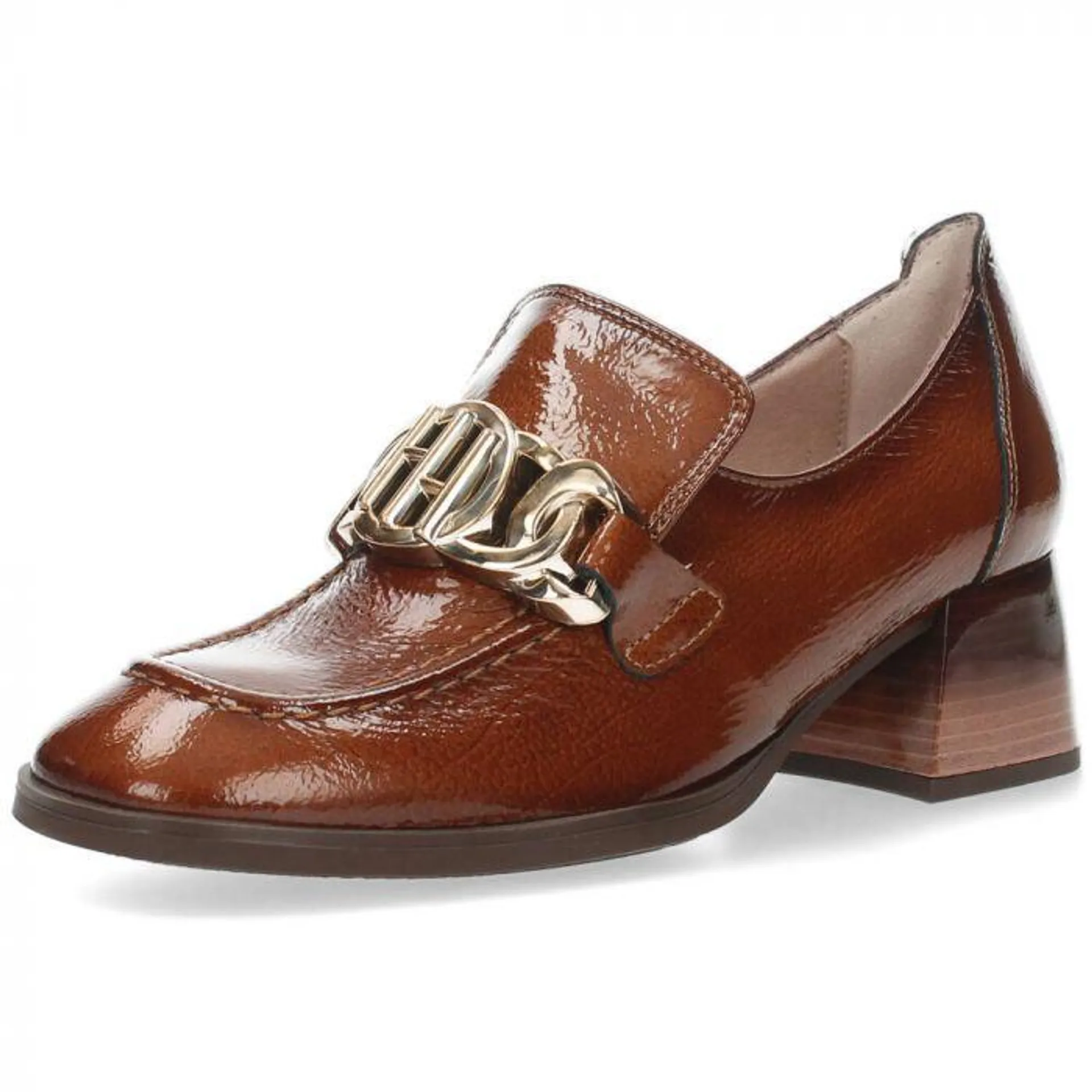 Cognac mocassins op hak Charlize