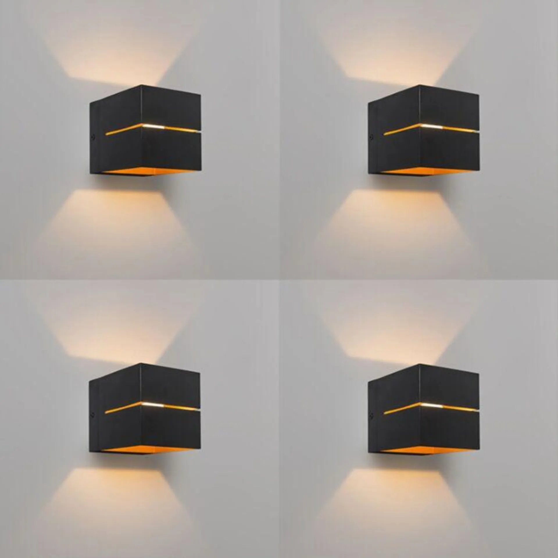 Moderne set van 4 wandlampen zwart met goud 2-lichts - Transfer Groove
