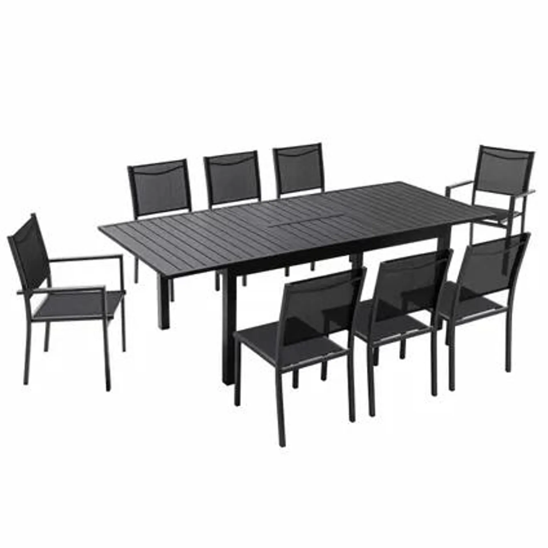 Ensemble table de jardin en aluminium Oviala Butterfly avec 8 chaises