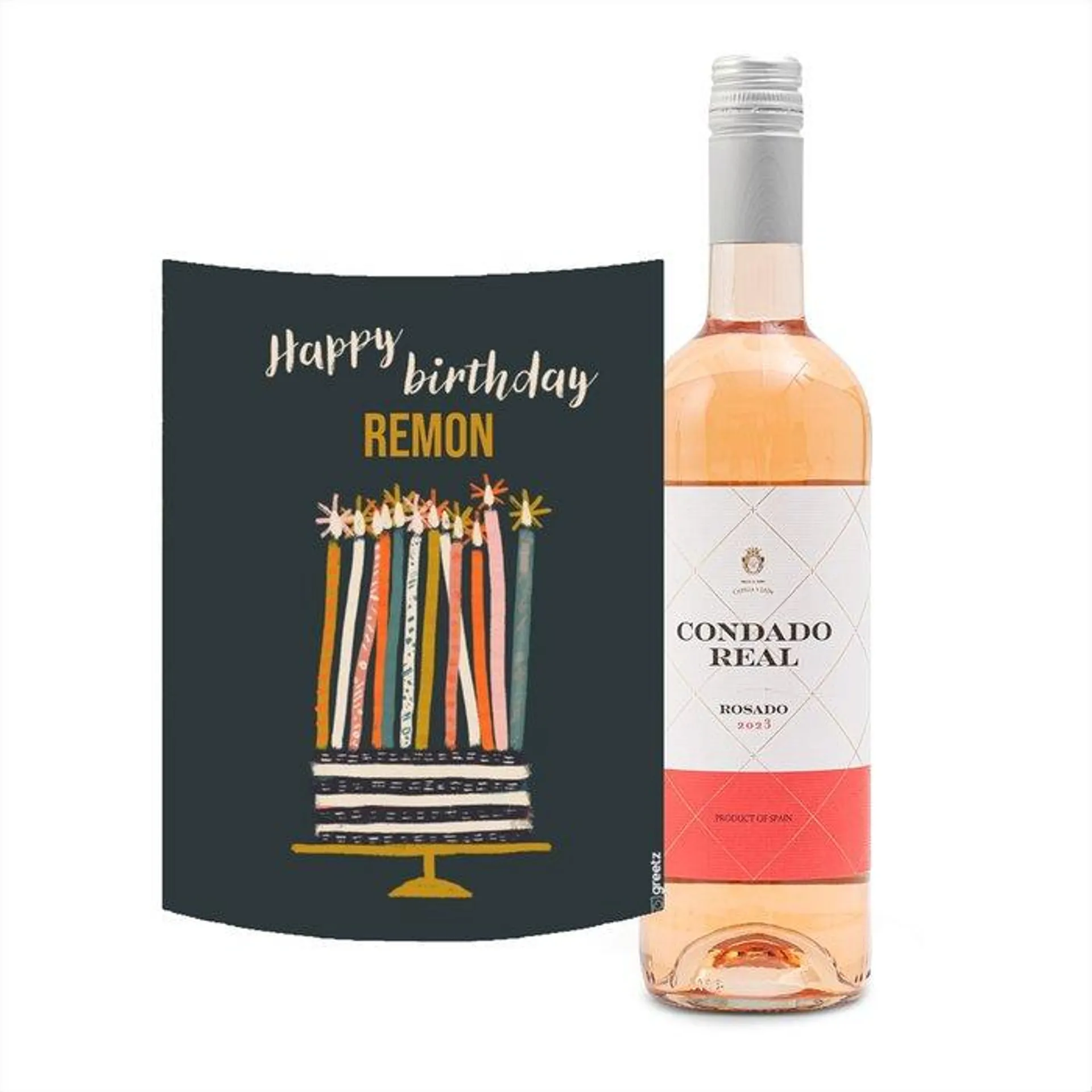 Condado Real | Tempranillo Rosado | Happy Birthday met eigen naam | 750 ml