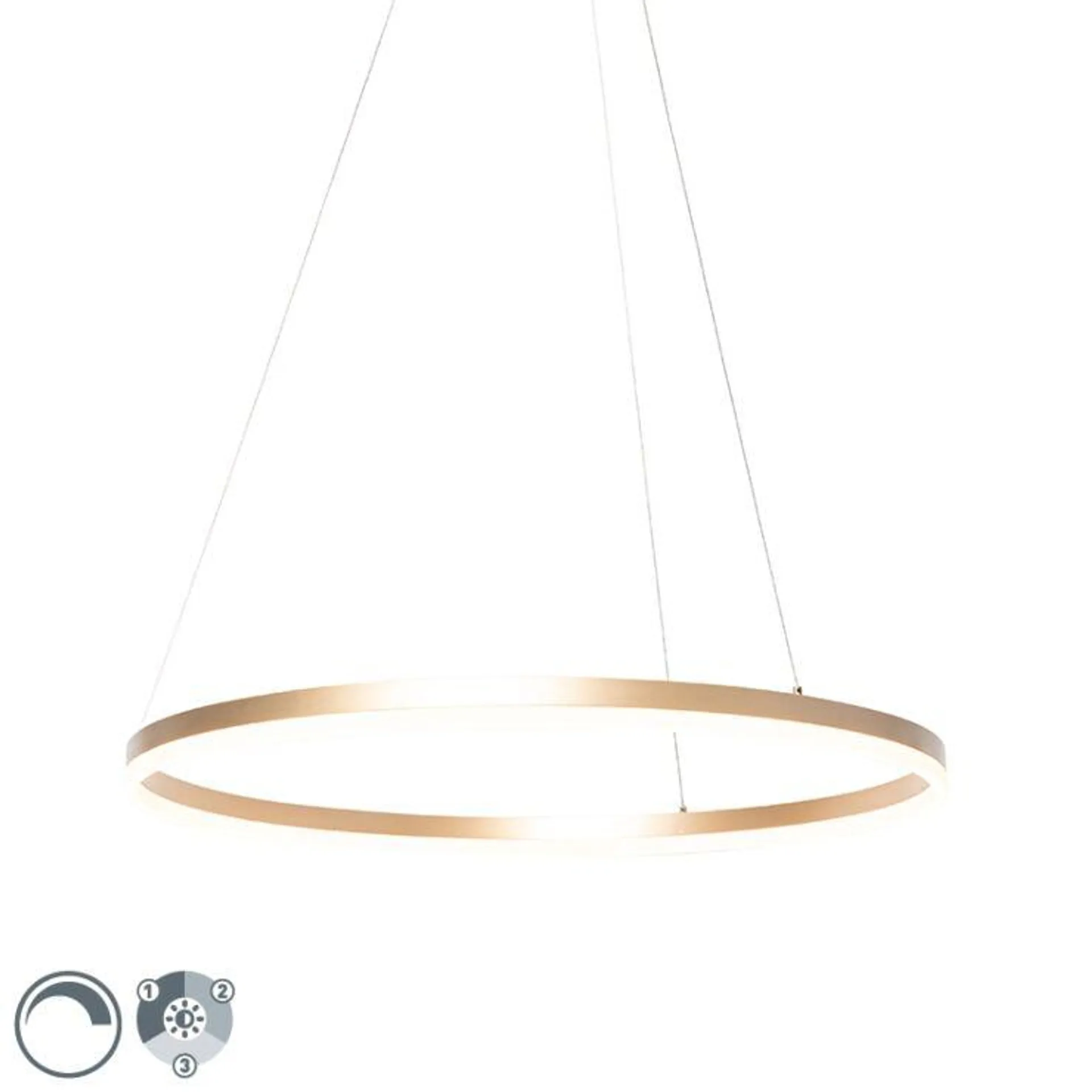 Design ring hanglamp goud 80 cm incl. LED en dimmer - Anello