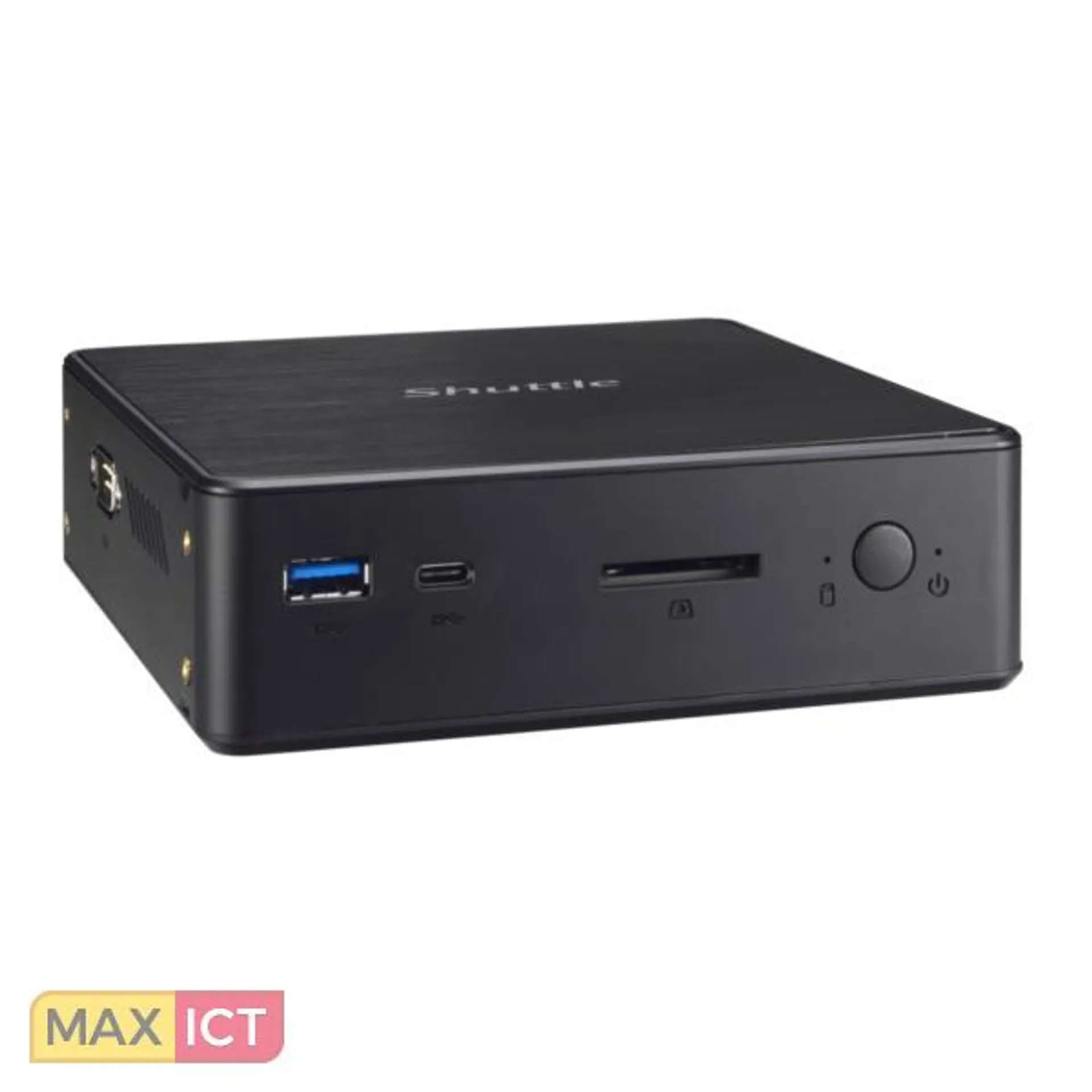 Shuttle Nano PC NC10U7 , Intel i7-8565U, 1x HDMI, 1x DP, 1x 2.5" bay, 1x M.2, 1x LAN, 1x COM, Wifi, 24/7 permanent gebruik, incl. VESA & Stand