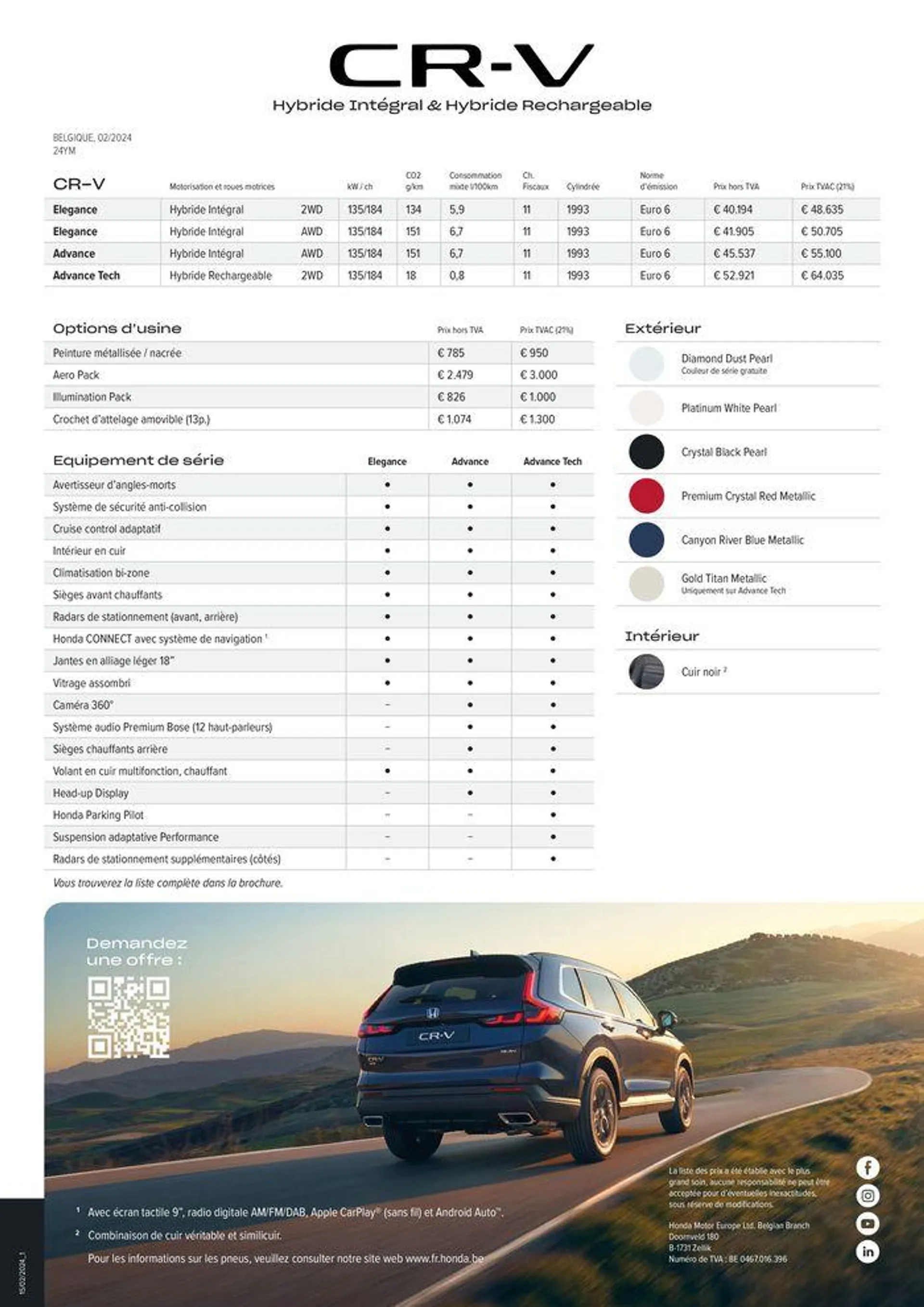 Honda CR-V e:HEV & e:PHEV — Liste de prix- - 2