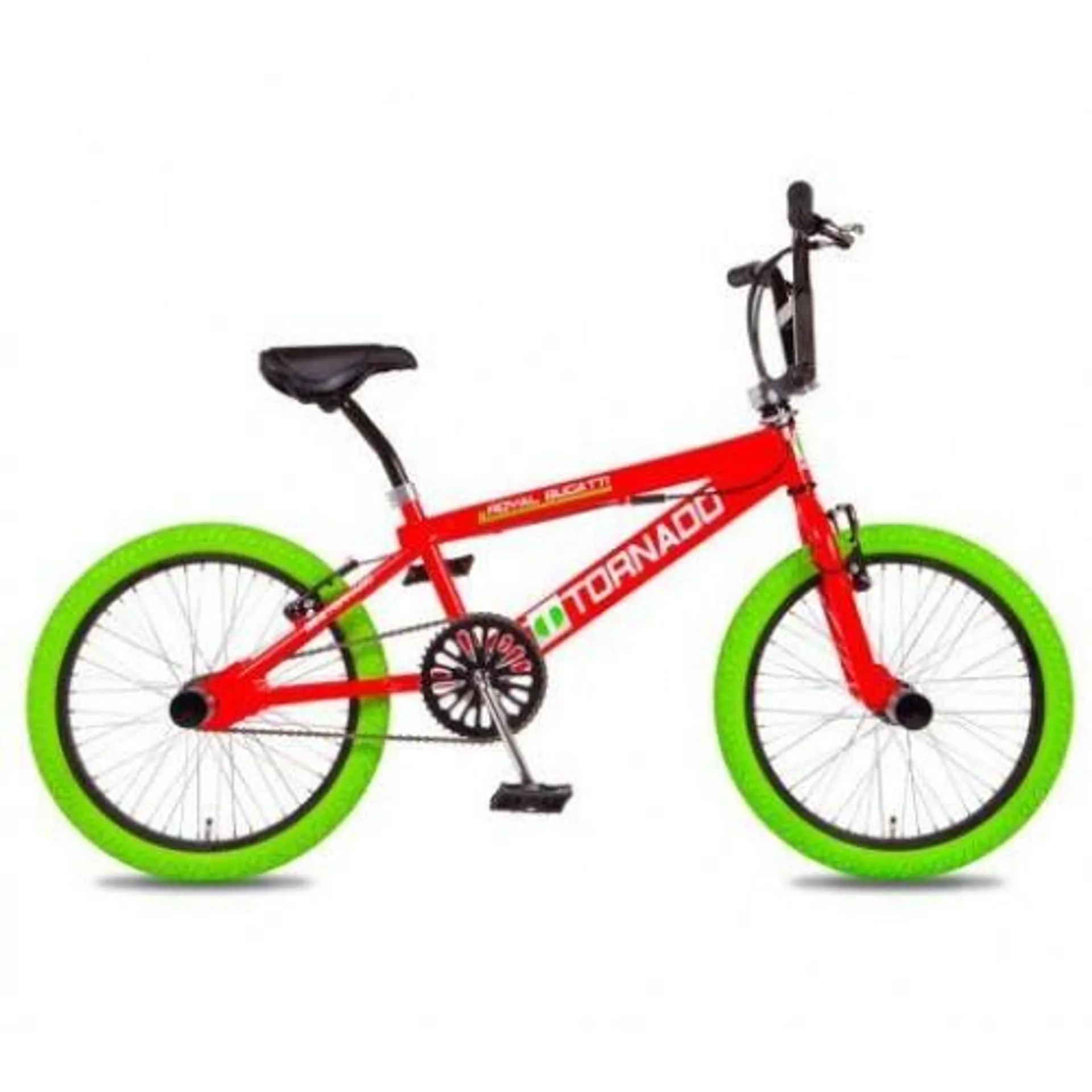 Tornado 20 inch freestyle fiets rood groene banden 2000016