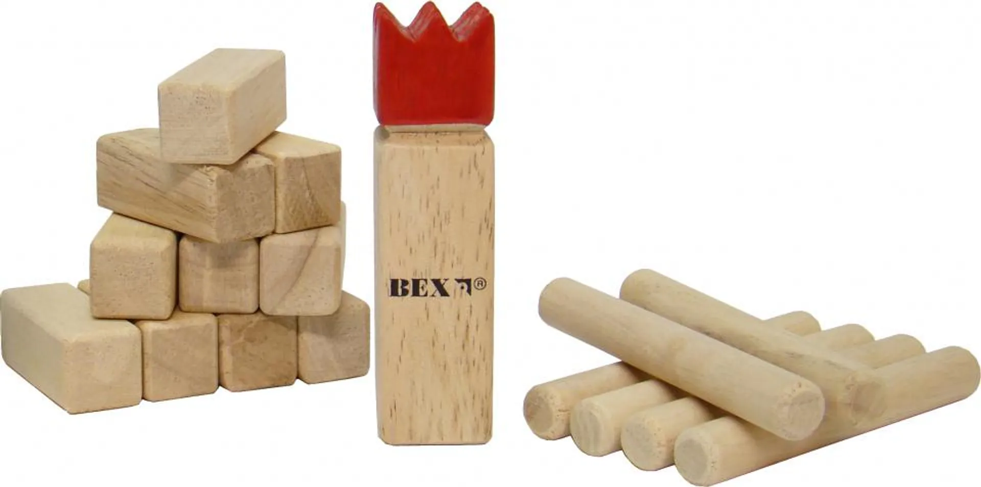 BEX Mini Kubb Original rubberhout in colourbox