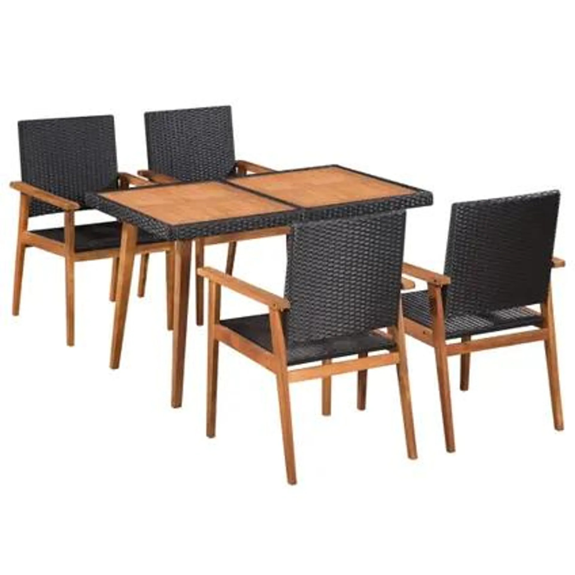 vidaXL Mobilier à dîner de jardin 5 pcs Résine tressée Noir et