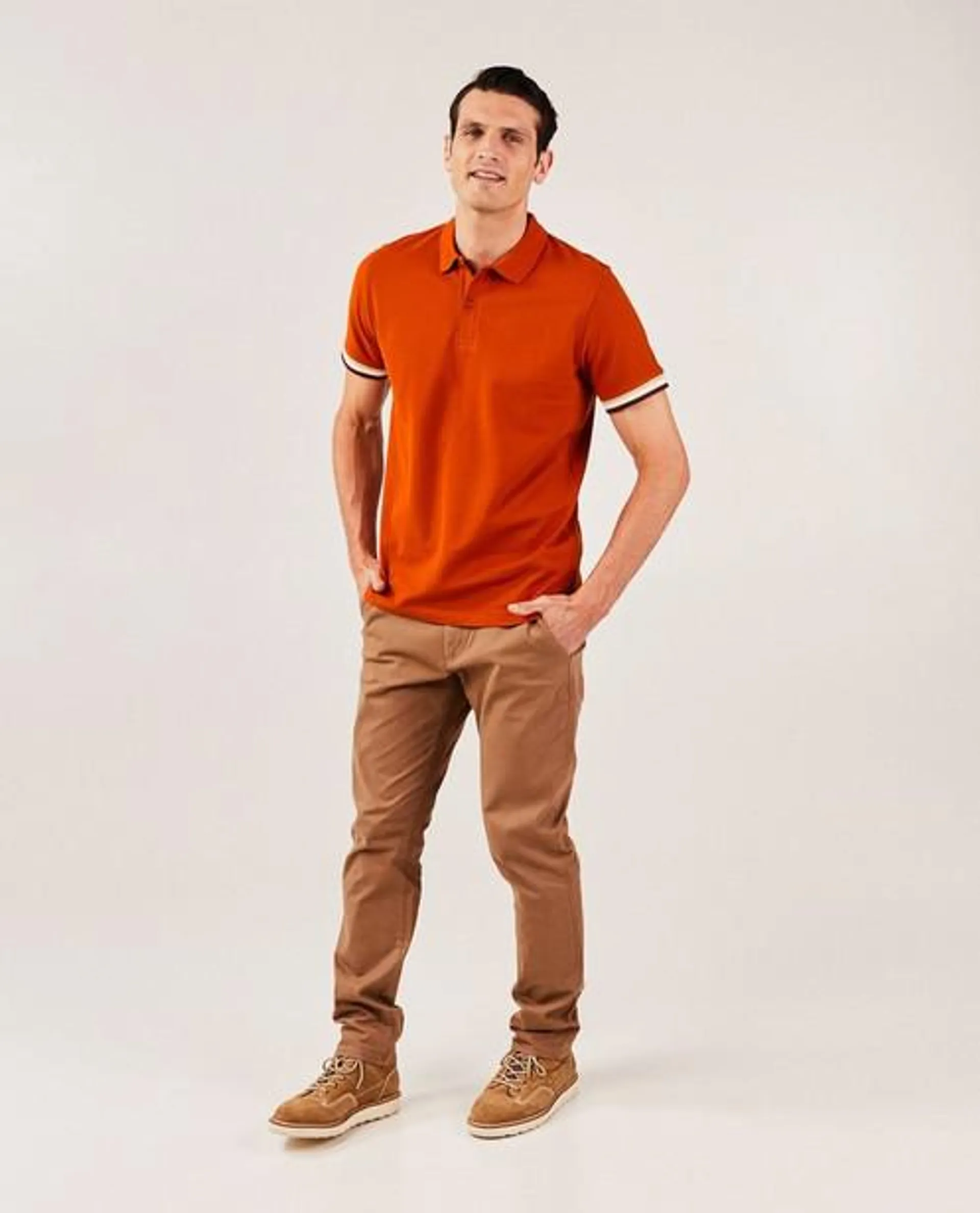 Oranjebruine polo, regular fit