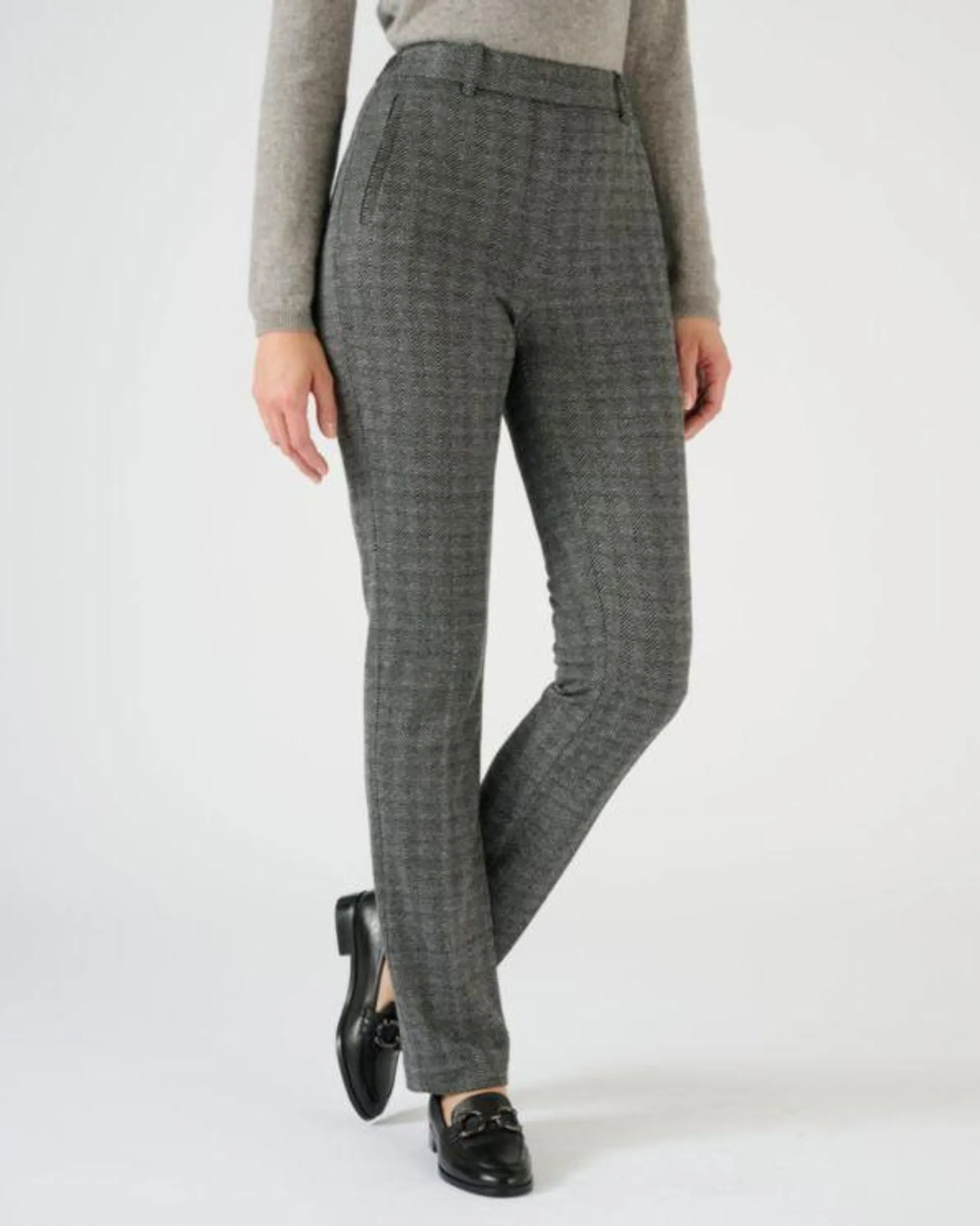 Broek pull-on van gemerceriseerd jacquard breisel