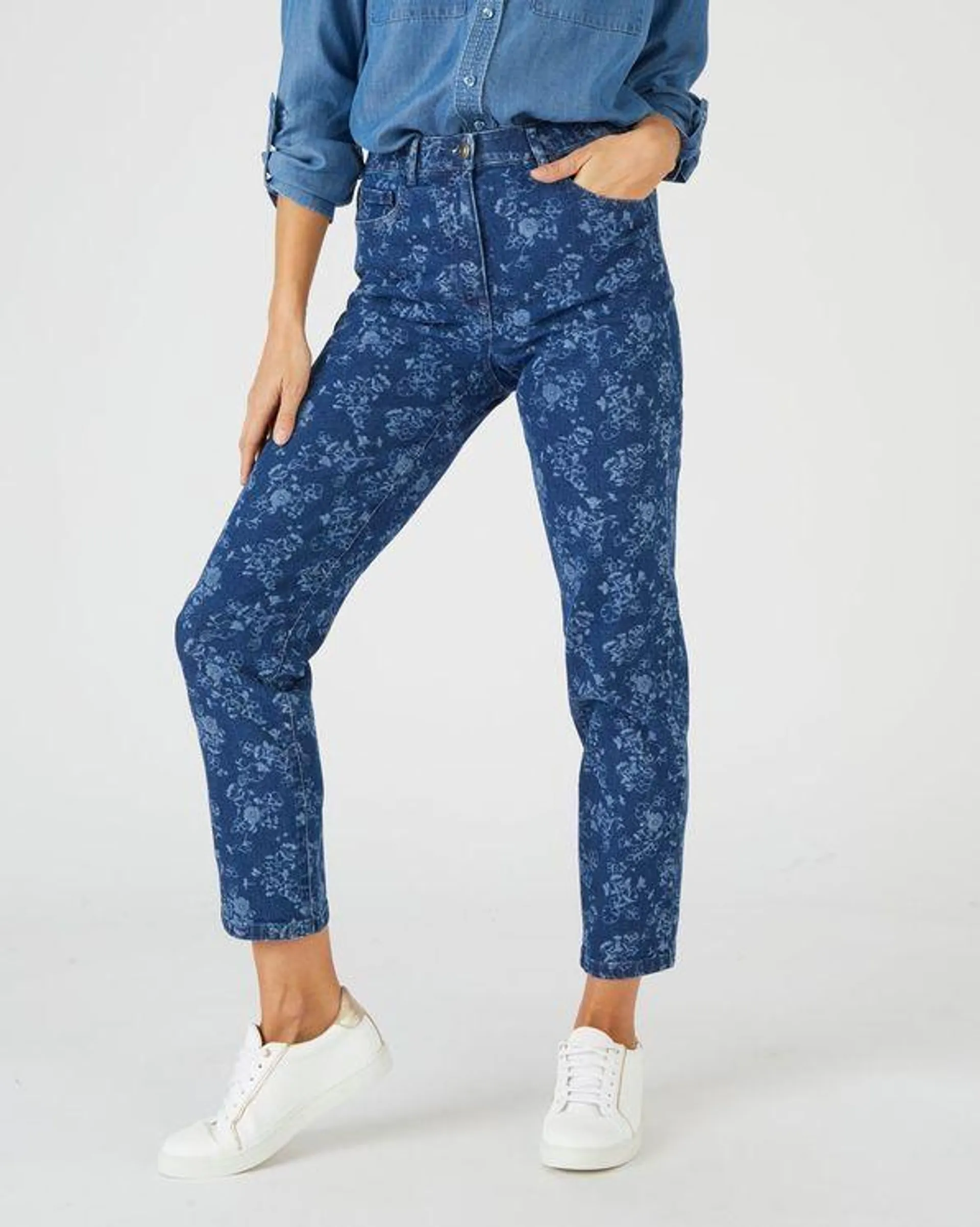 7/8-jeans met print, 5-pocketmodel