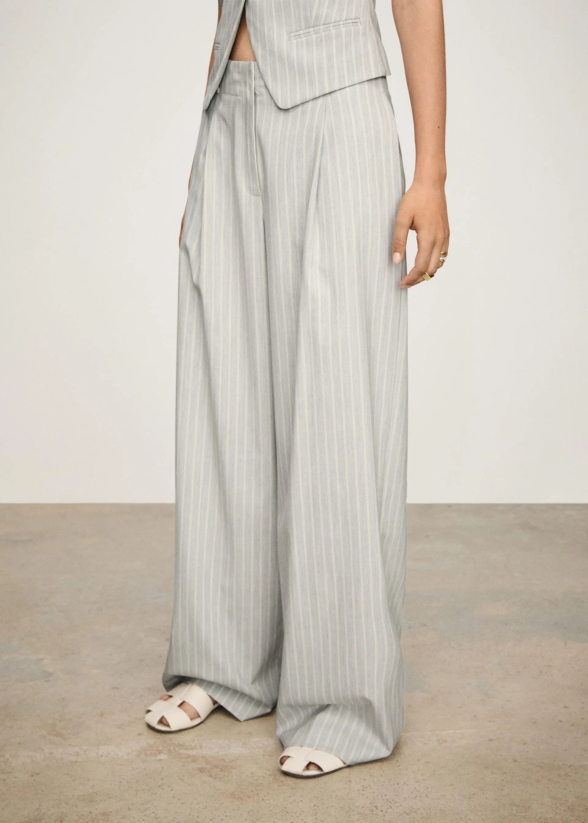 Wideleg striped trousers