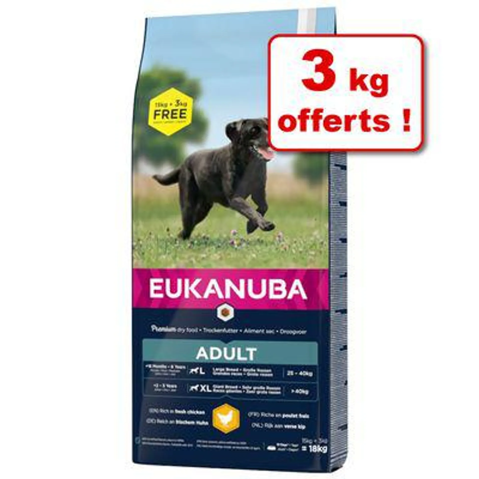 Croquettes Eukanuba pour chien : 15 kg + 3 kg offerts !