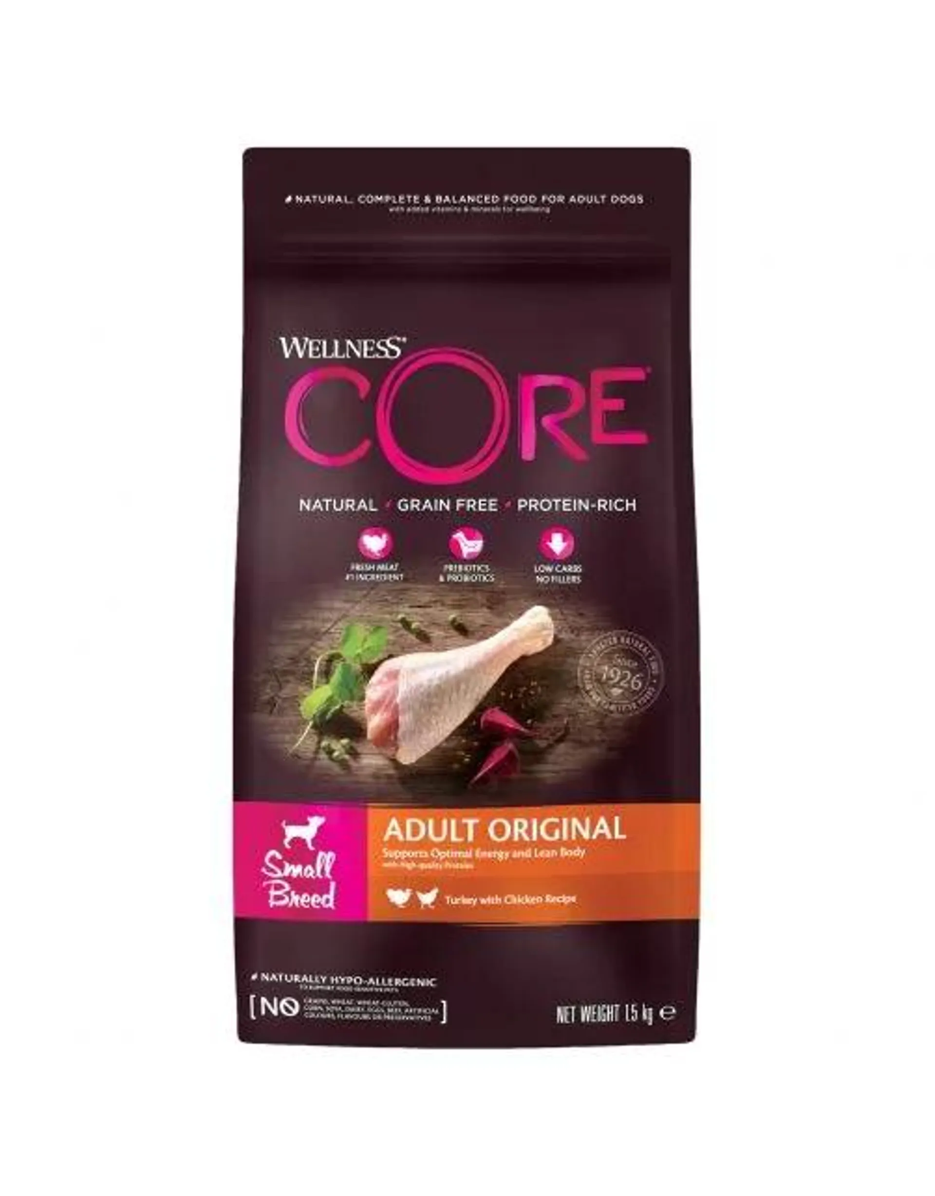 Wellness Core Grain Free Dog Small Breed 1.5 kg - Hondenvoer