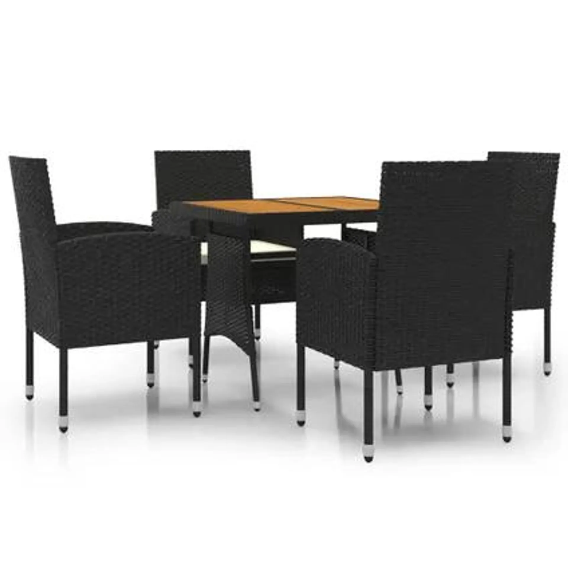 vidaXL Mobilier à dîner d'extérieur 5 pcs Résine tressée Noir