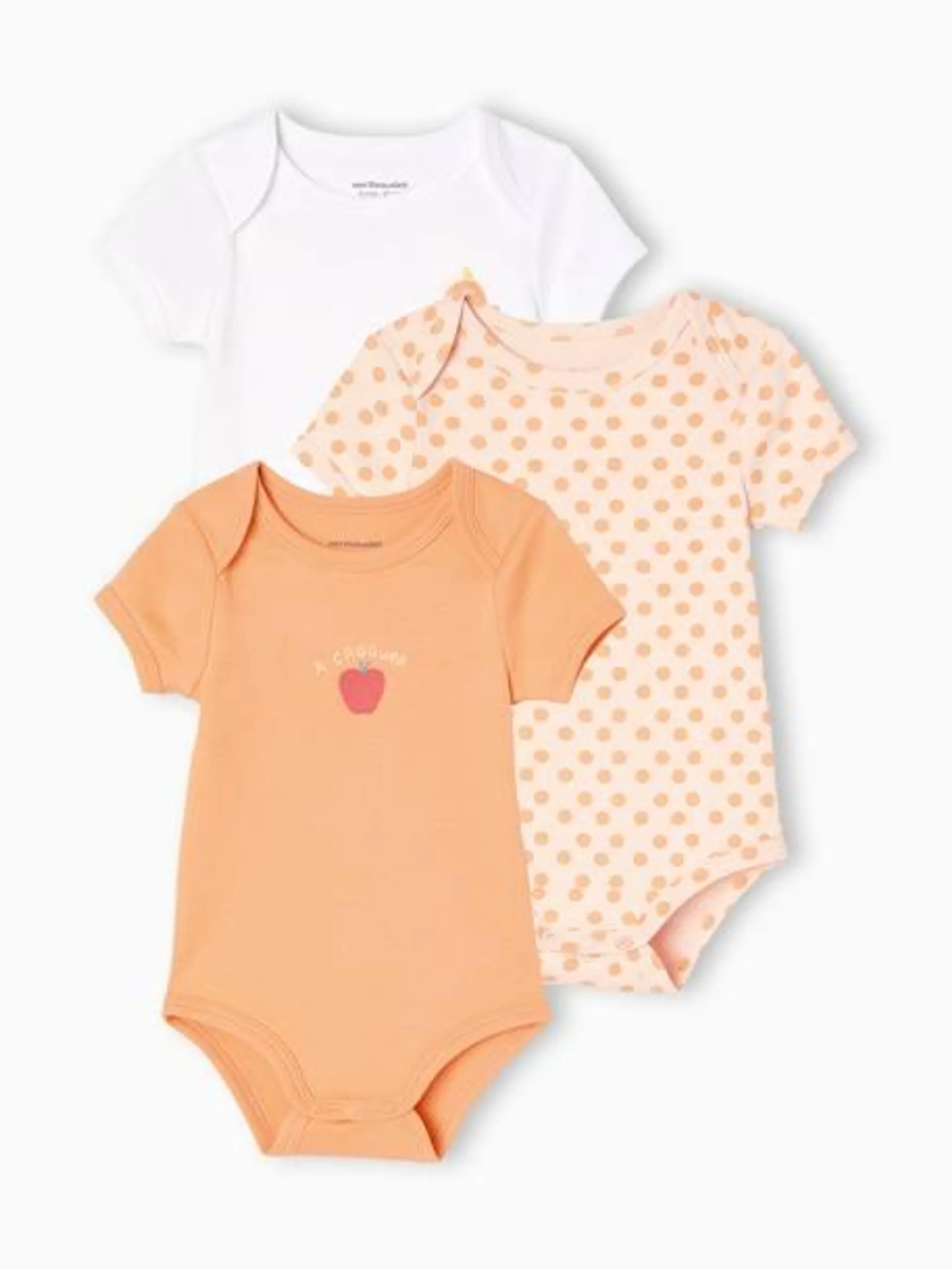 Lot de 3 bodies manches courtes bébé emmanchure américaine