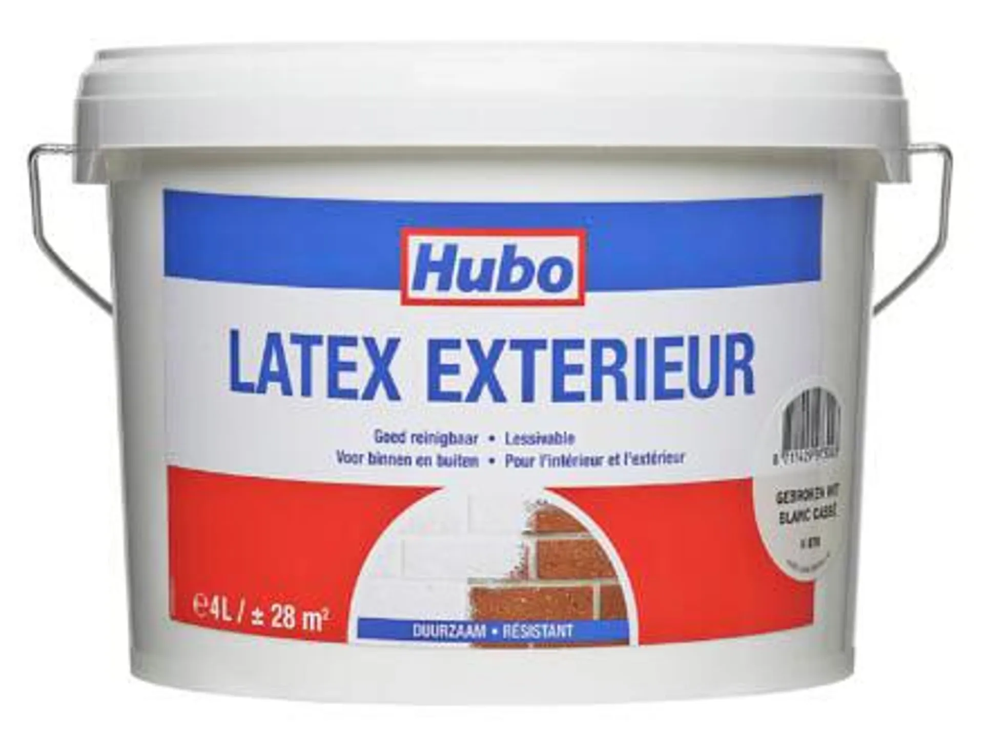 Hubo muurverf latex buiten 4l gebroken wit