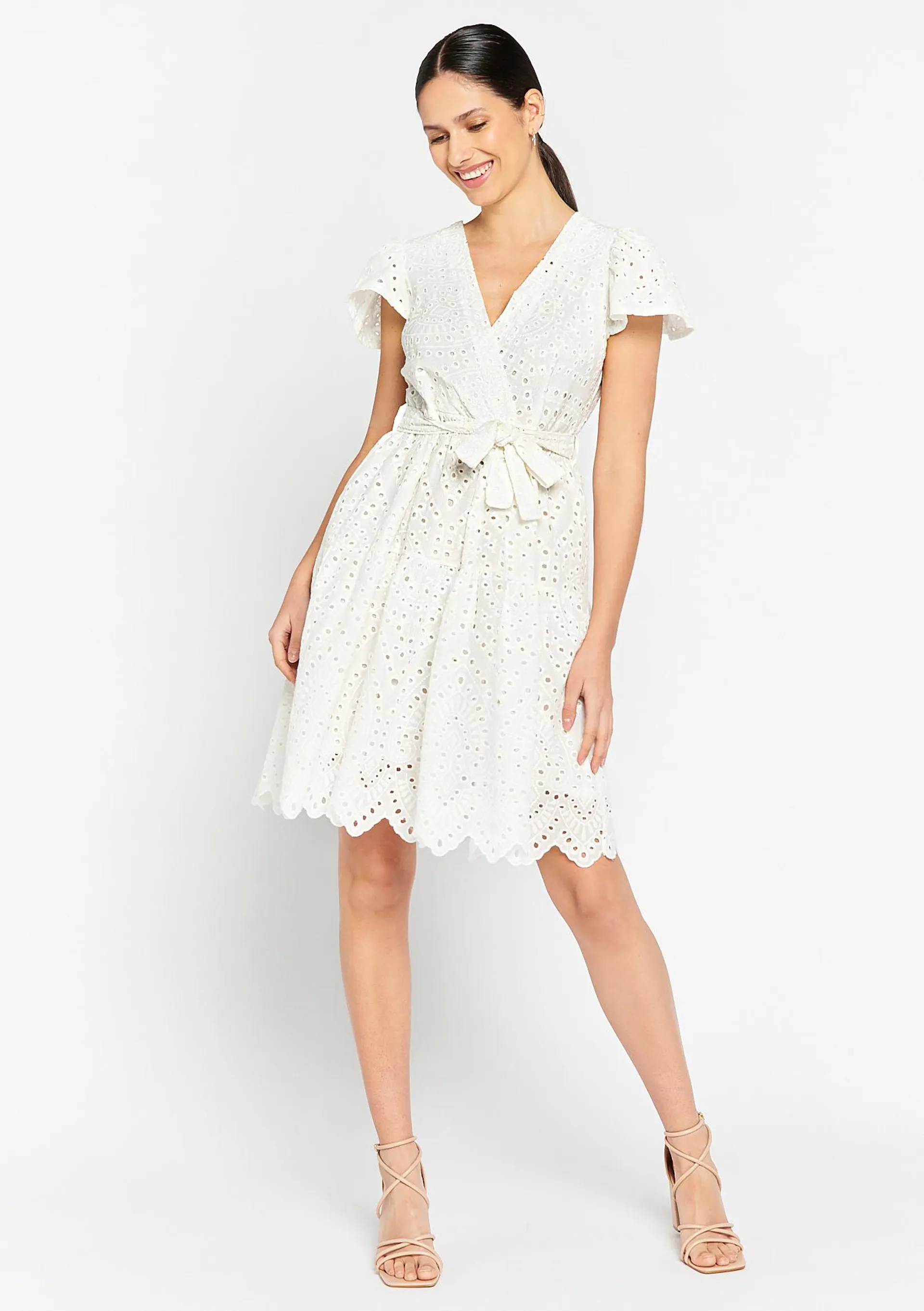 Dress with broderie anglaise