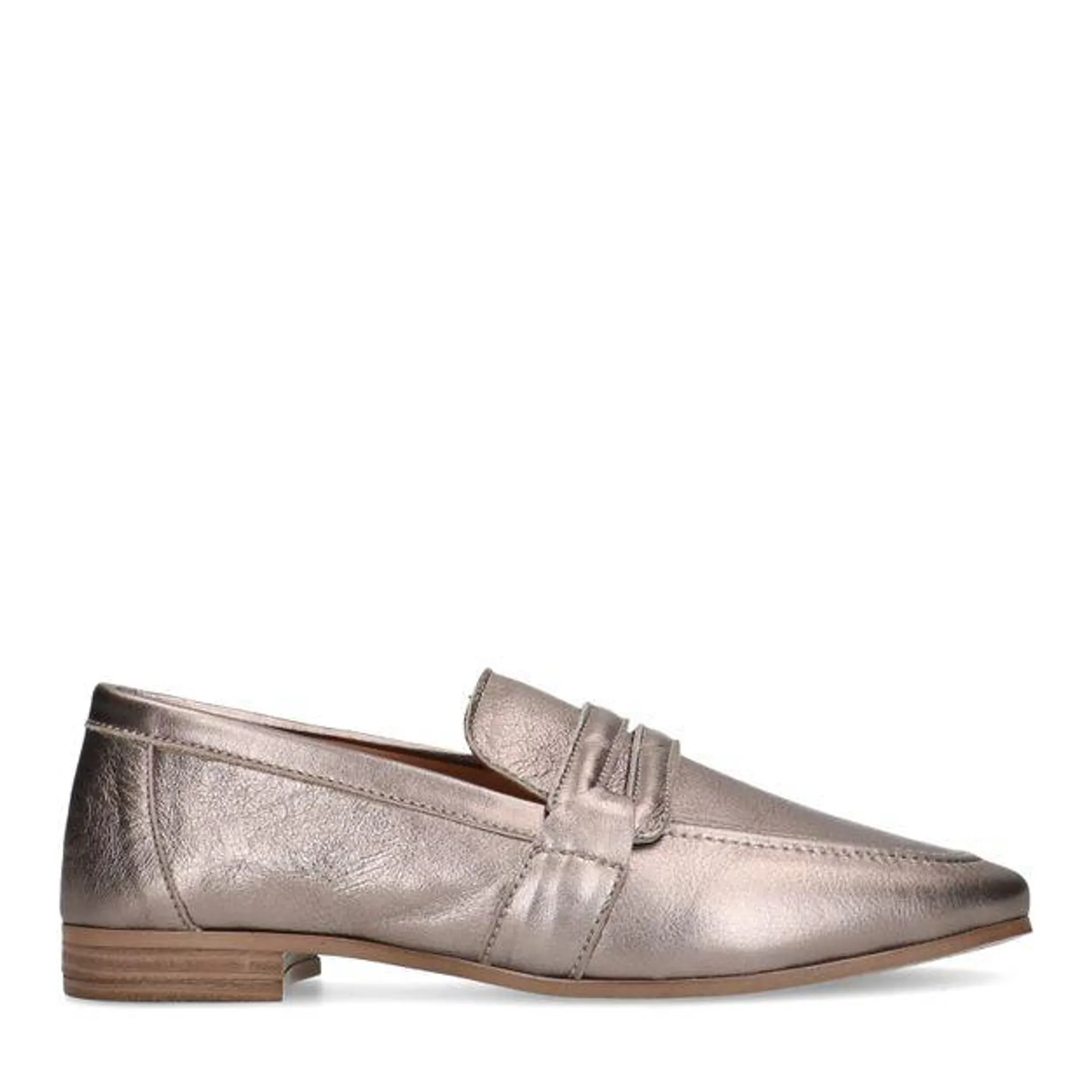 Grijze metallic leren loafers