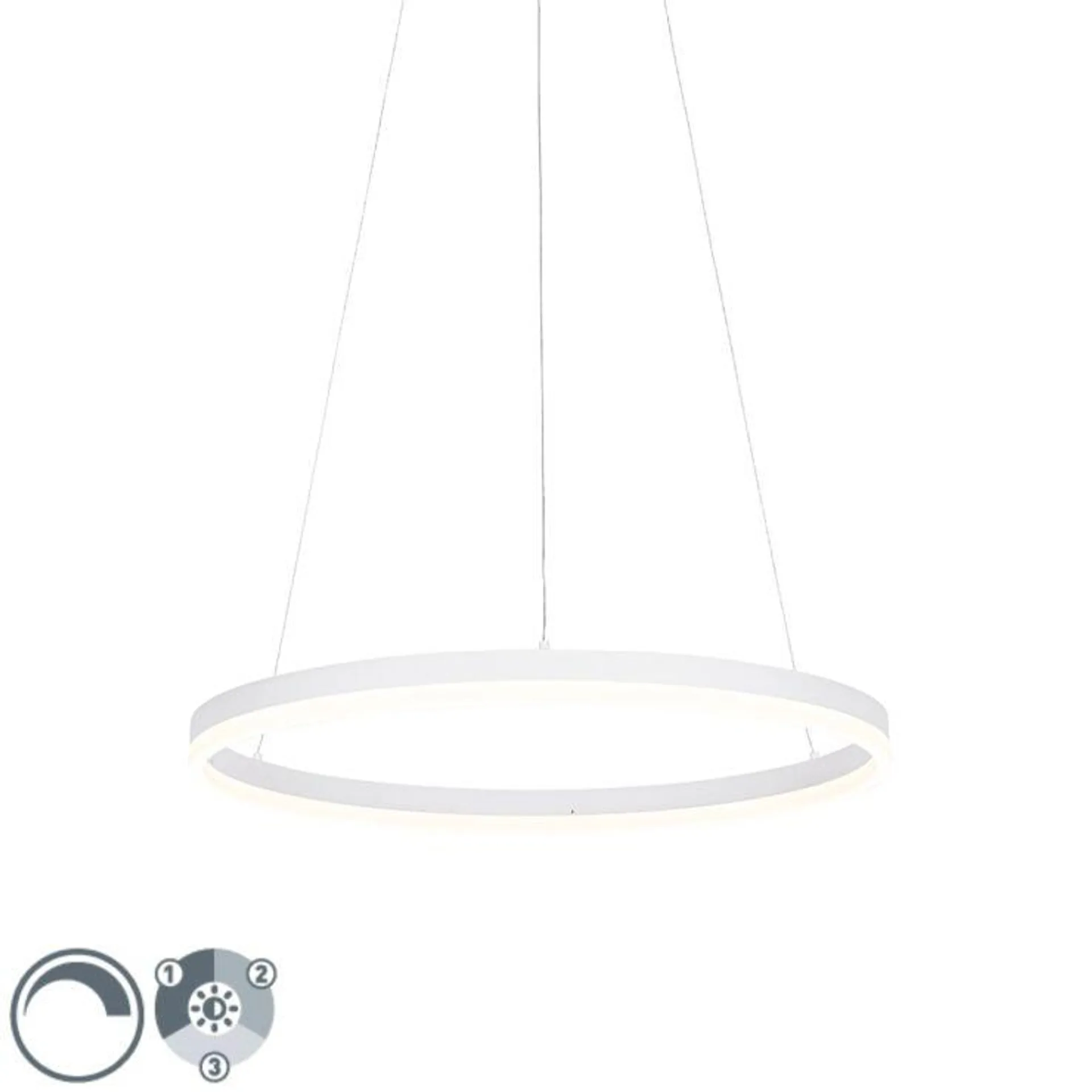 Design hanglamp wit 60 cm incl. LED 3-staps dimbaar - Anello