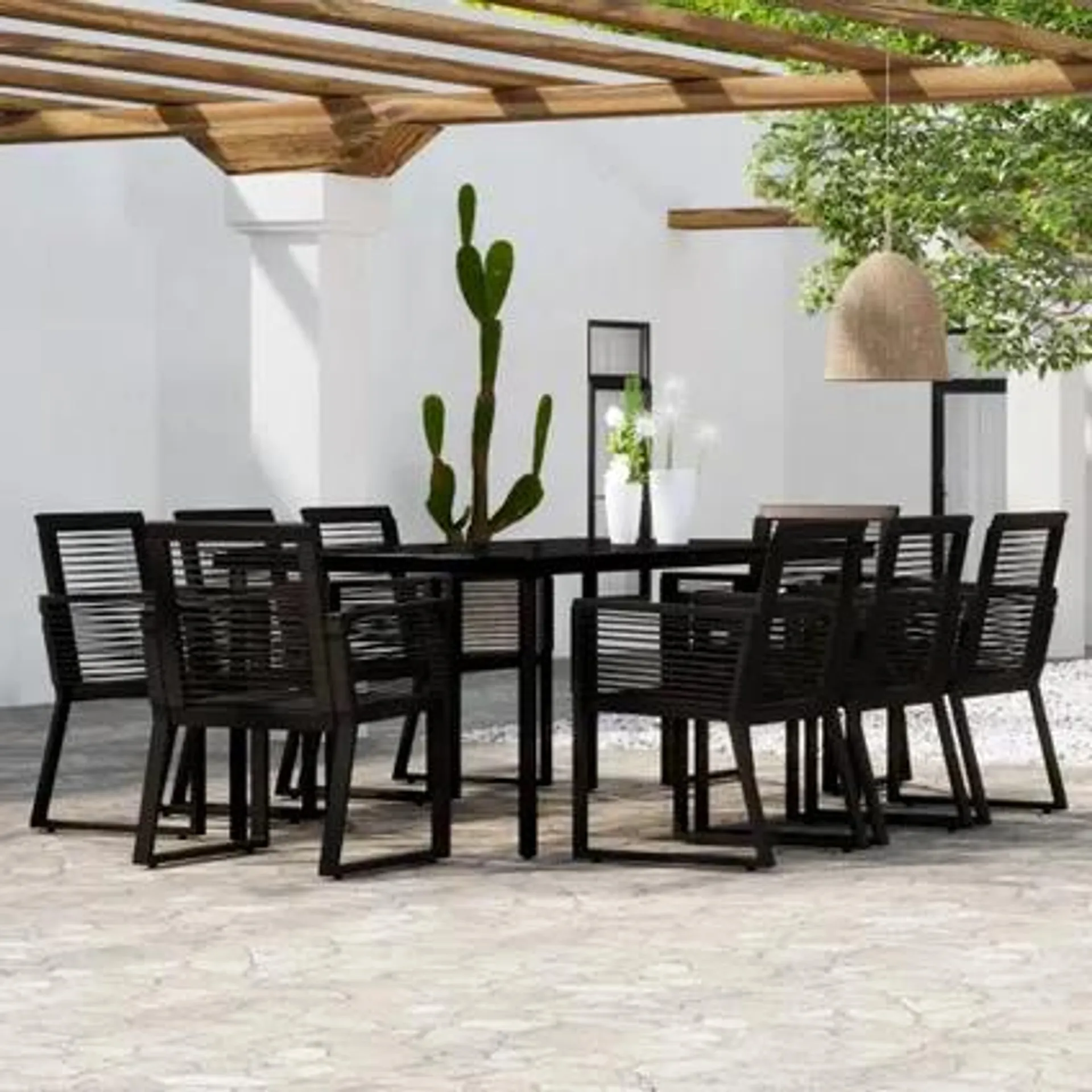 vidaXL - Acier - Ensemble à manger de jardin 9 pcs Noir - 309915