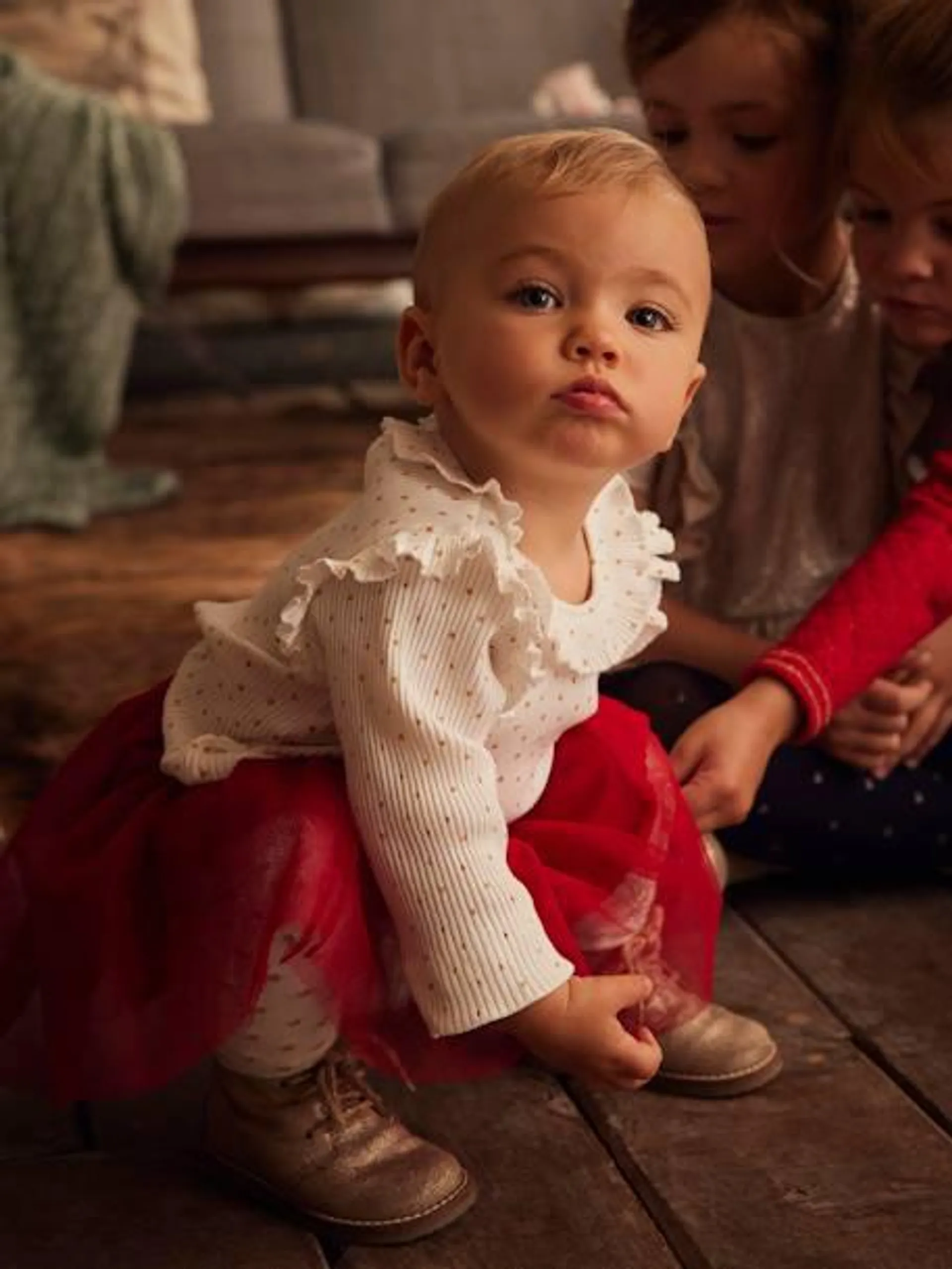 Coffret cadeau de Noël T-shirt étoiles et jupe en tulle bébé - ivoire imprimé