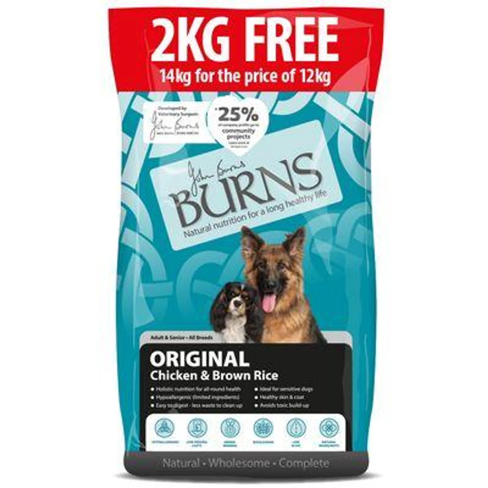 Burns Dry Dog Food - 12kg + 2kg Free ! *