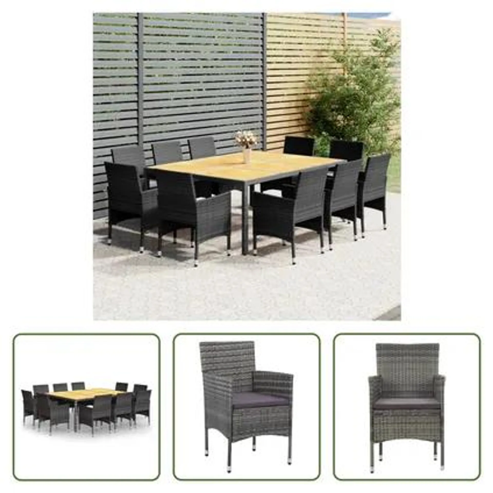 The Living Store - Rotin synthétique - Mobilier à dîner de jardin 11 pcs Résine - TLS305856