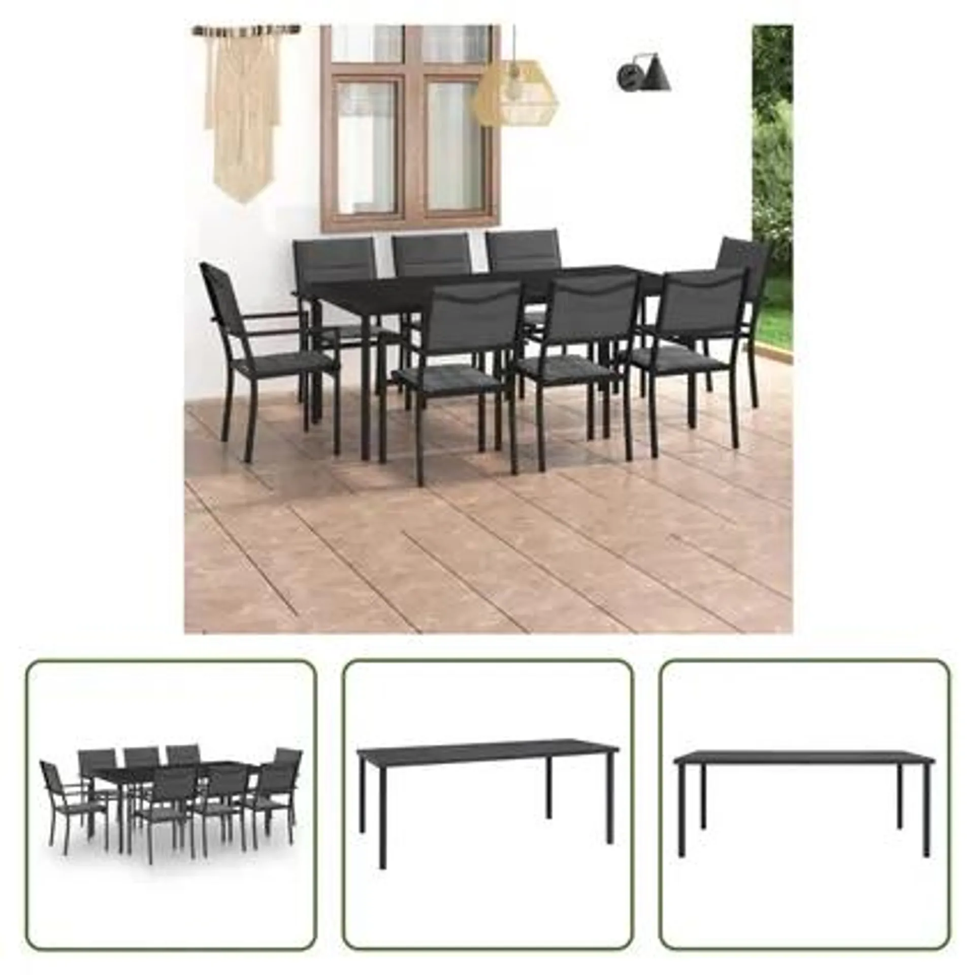 vidaXL - Acier - Mobilier de salle à manger d'extérieur 9 pcs Acier - 307352