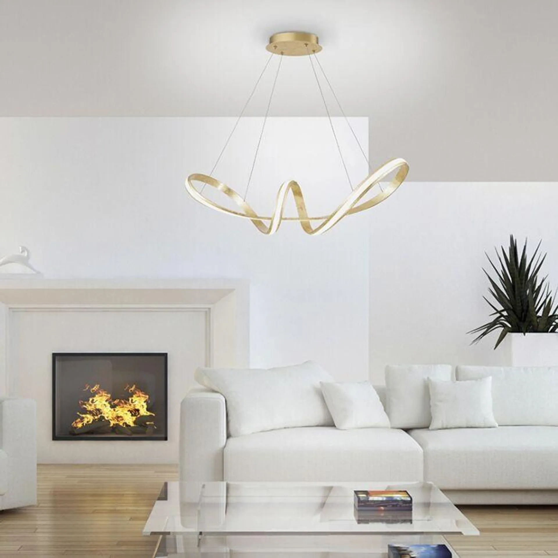 Design hanglamp goud incl. LED 80 cm - Belinda