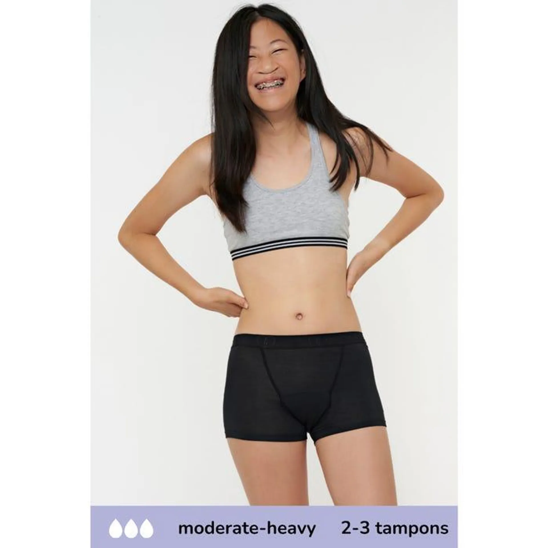 Tieners menstruatieslip boyshort moderate-heavy - Moodies