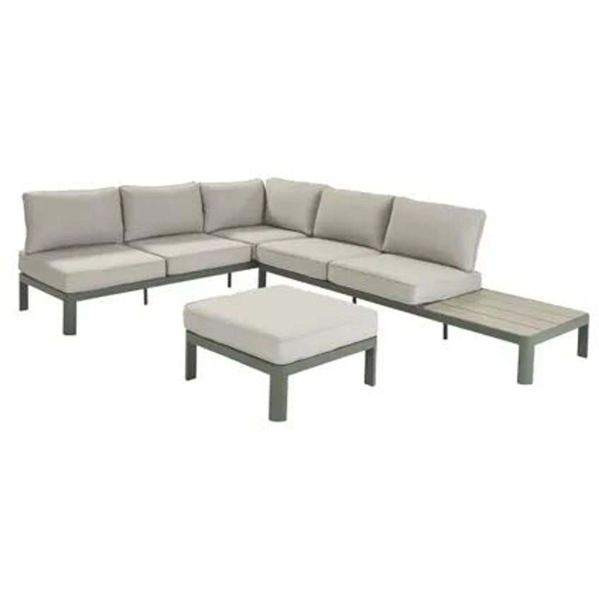 Ensemble salon de jardin d'angle 3pcs Cannes modulable 6 personnes 222x222cm