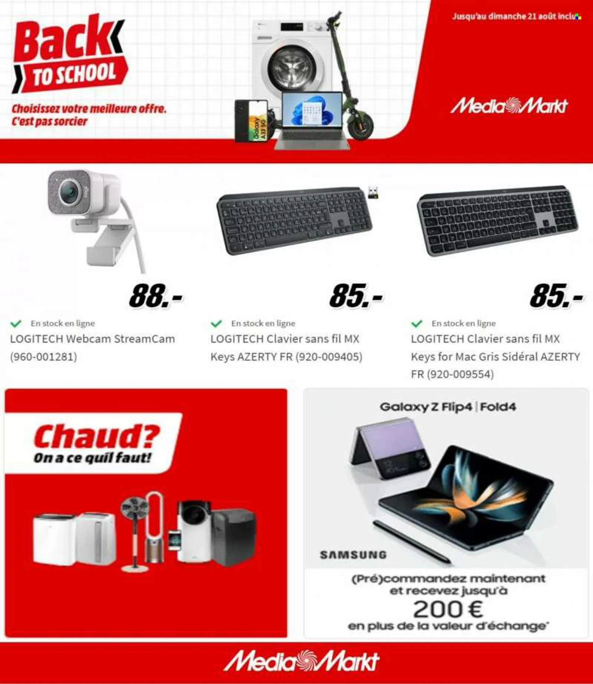 MediaMarkt-aanbieding - 15.8.2022 - 21.8.2022 -  producten in de aanbieding - Samsung, Logitech, webcam. Pagina 8.