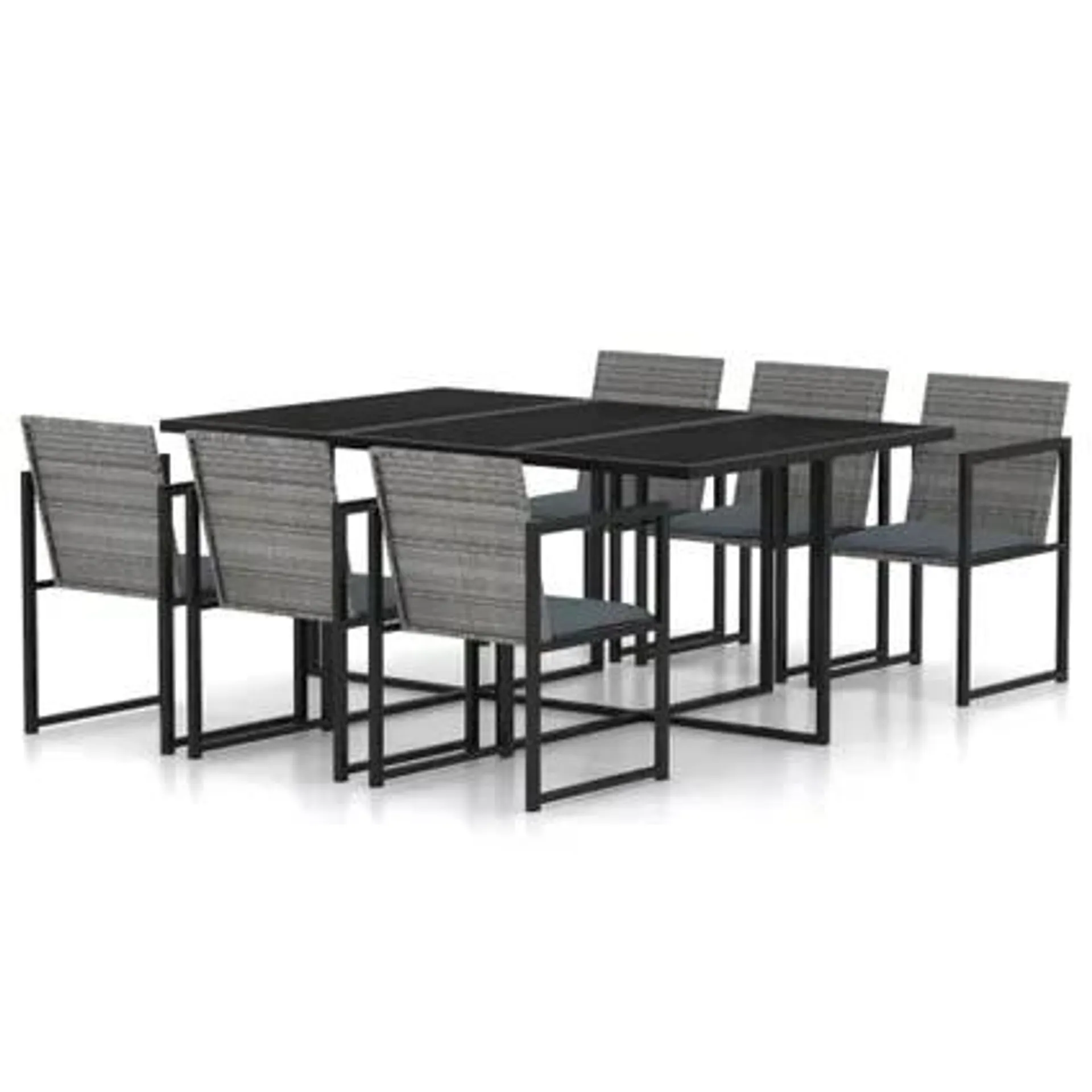 vidaXL Mobilier à dîner de jardin 7pcs et coussins Résine tressée