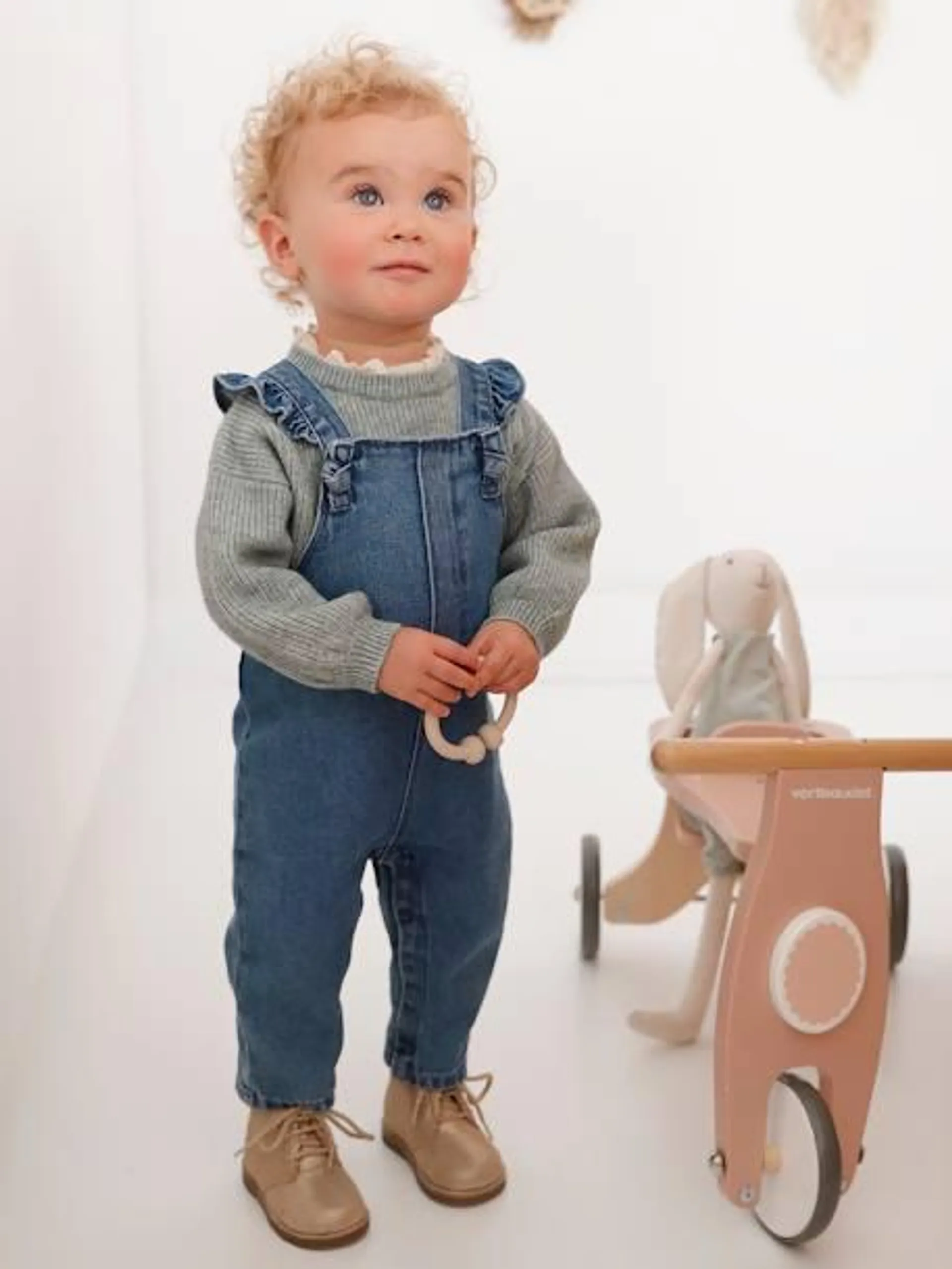 Salopette bébé en denim - stone