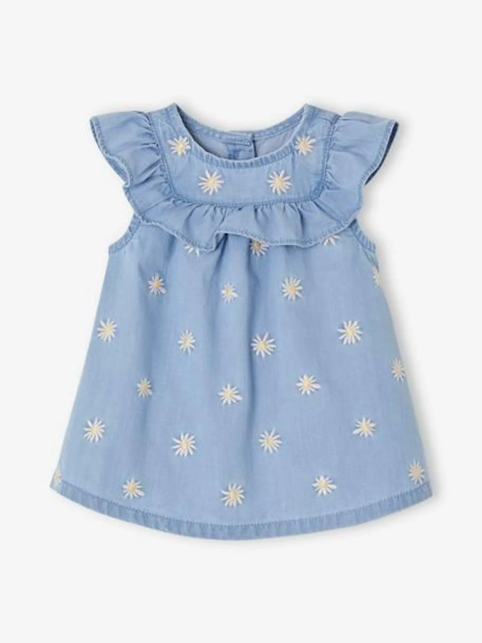 Ensemble naissance : robe + bloomer - denim bleached