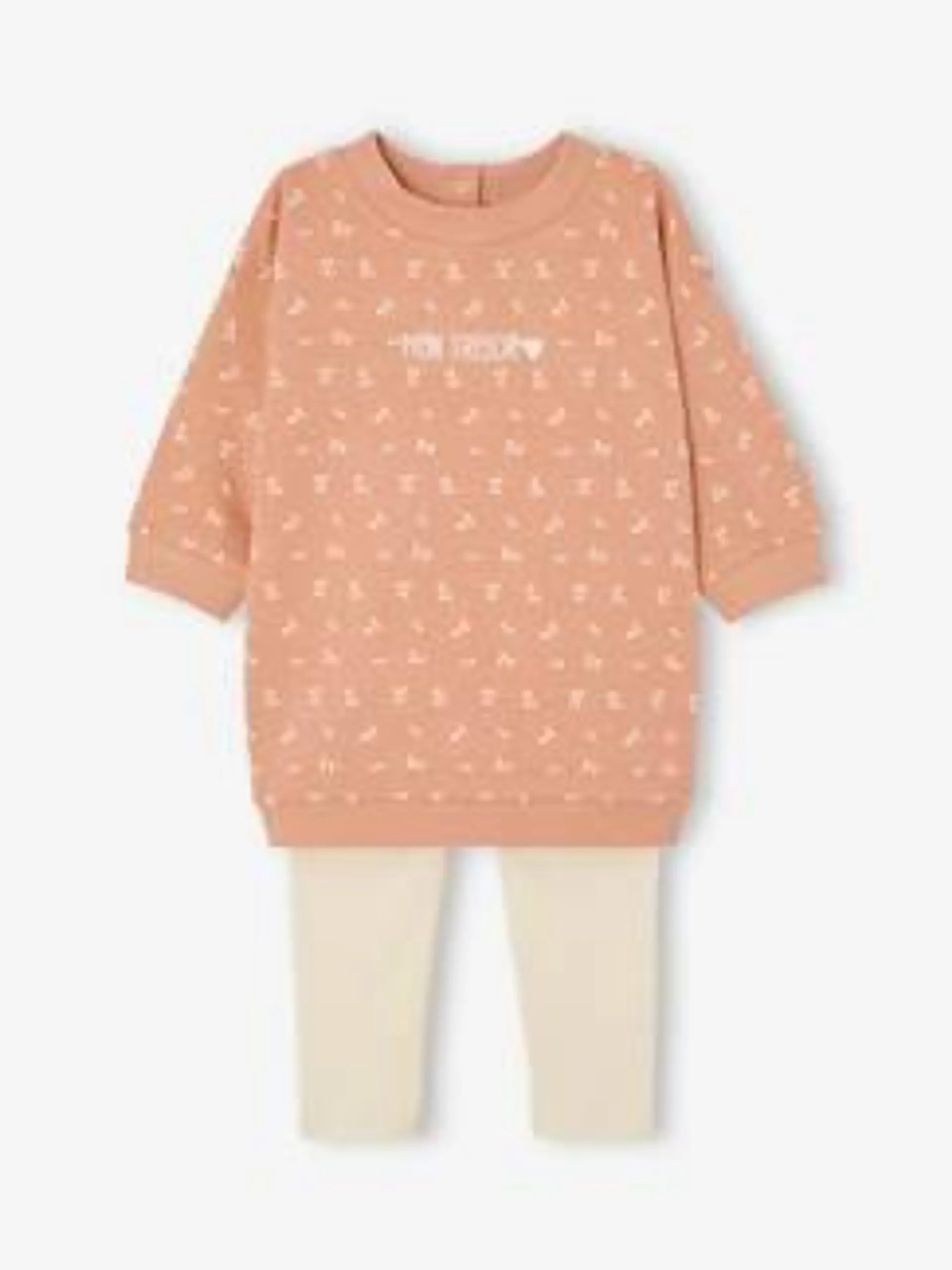 Ensemble robe + legging bébé personnalisable - rose